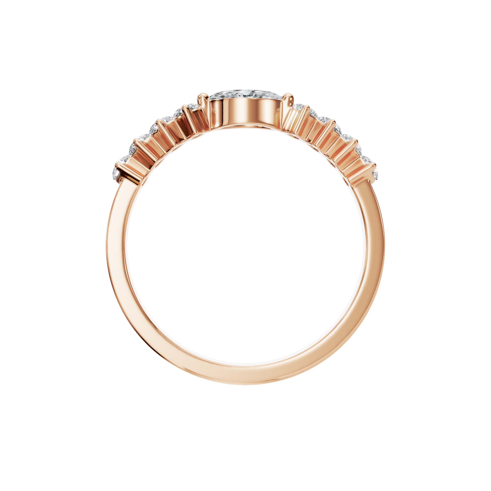 Diamond Ring with Marquise Center & Graduated Side Stones