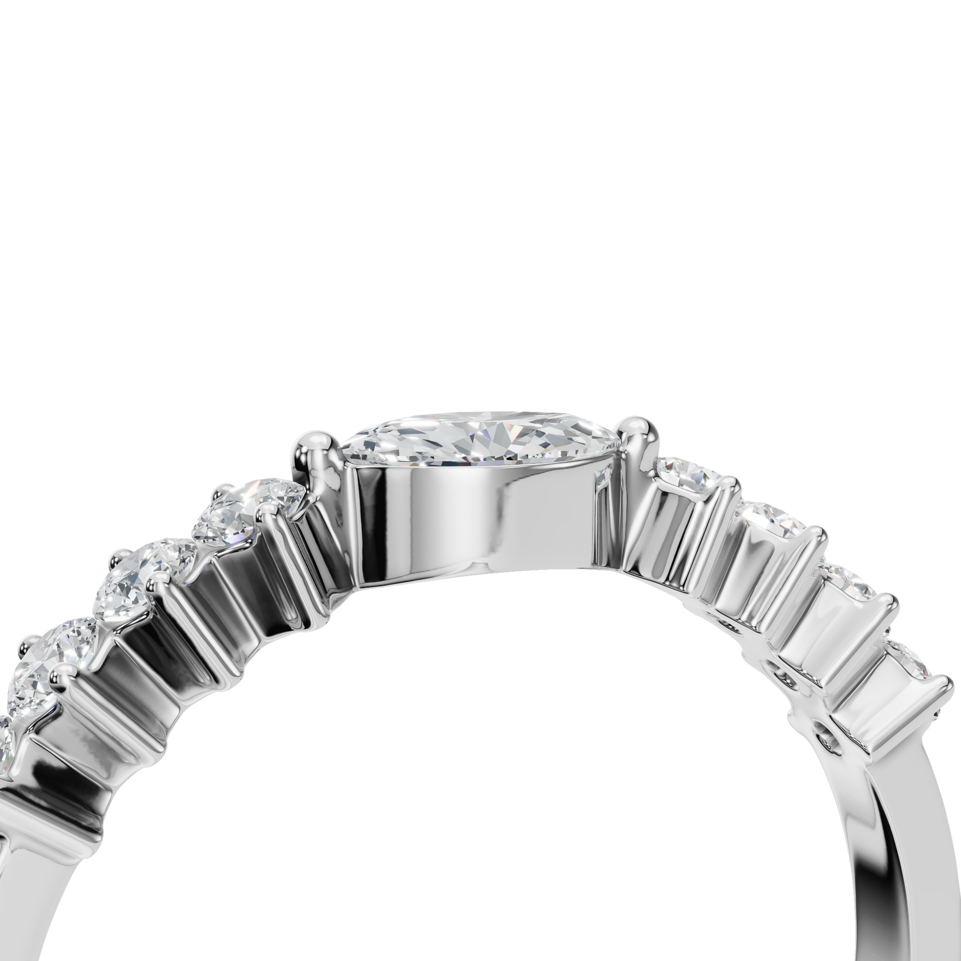 Diamond Ring with Marquise Center & Graduated Side Stones