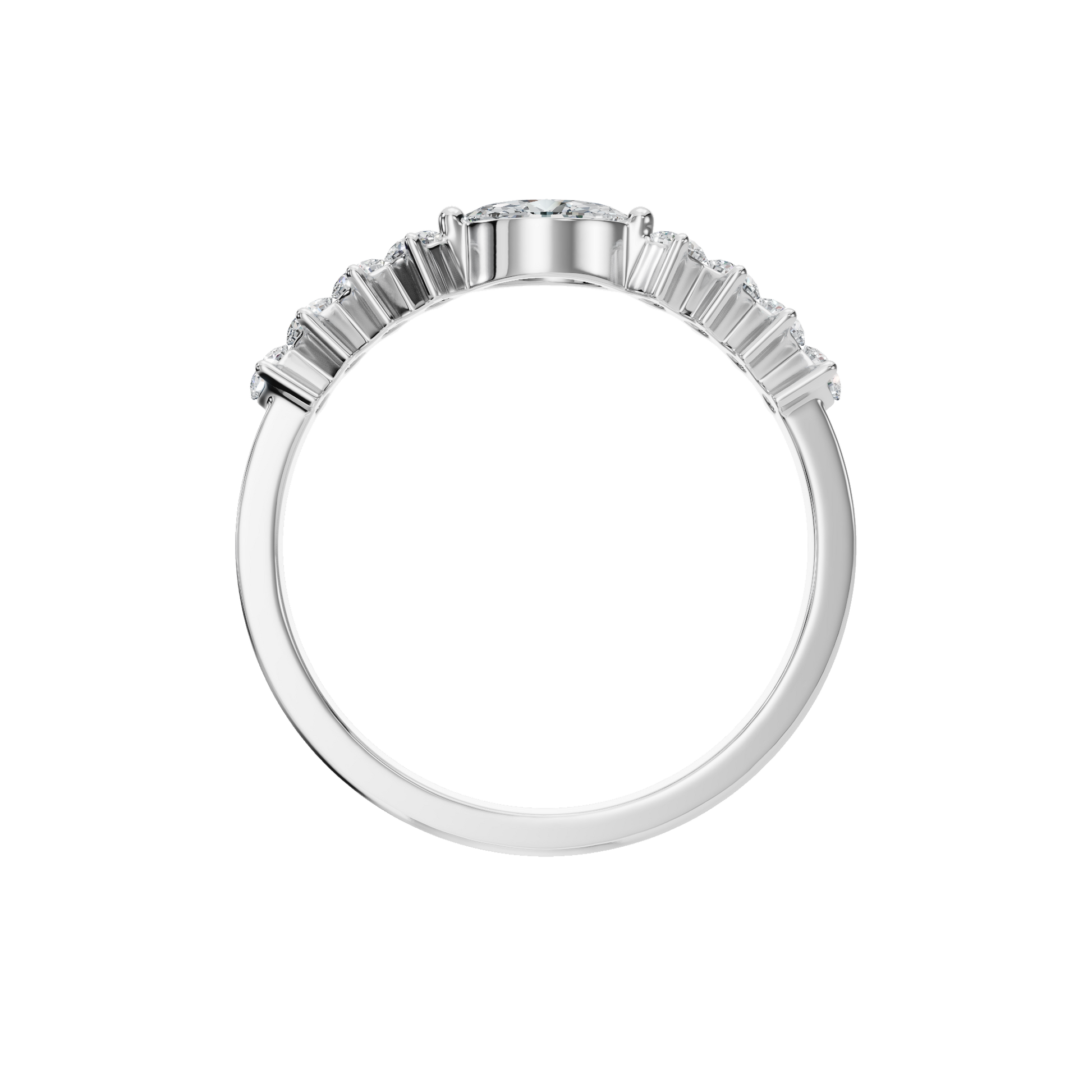 Diamond Ring with Marquise Center & Graduated Side Stones