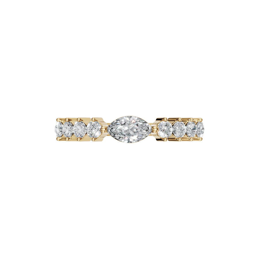 Marquise Cut & Round Lab Diamond Side Stone Engagement Ring in Gold