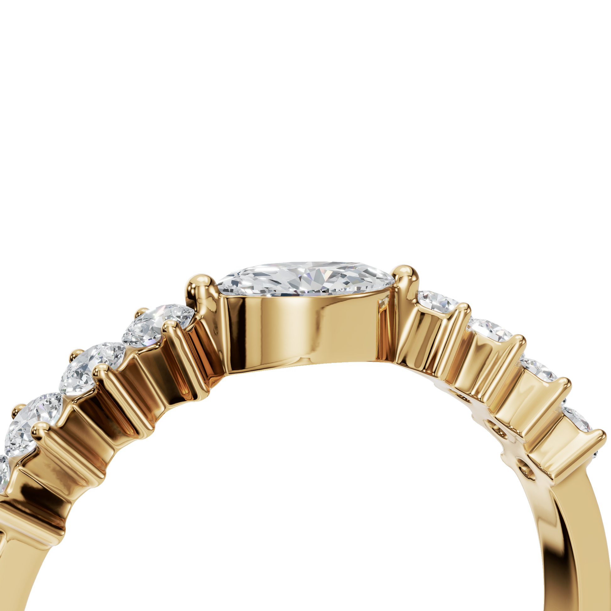 Diamond Ring with Marquise Center & Graduated Side Stones