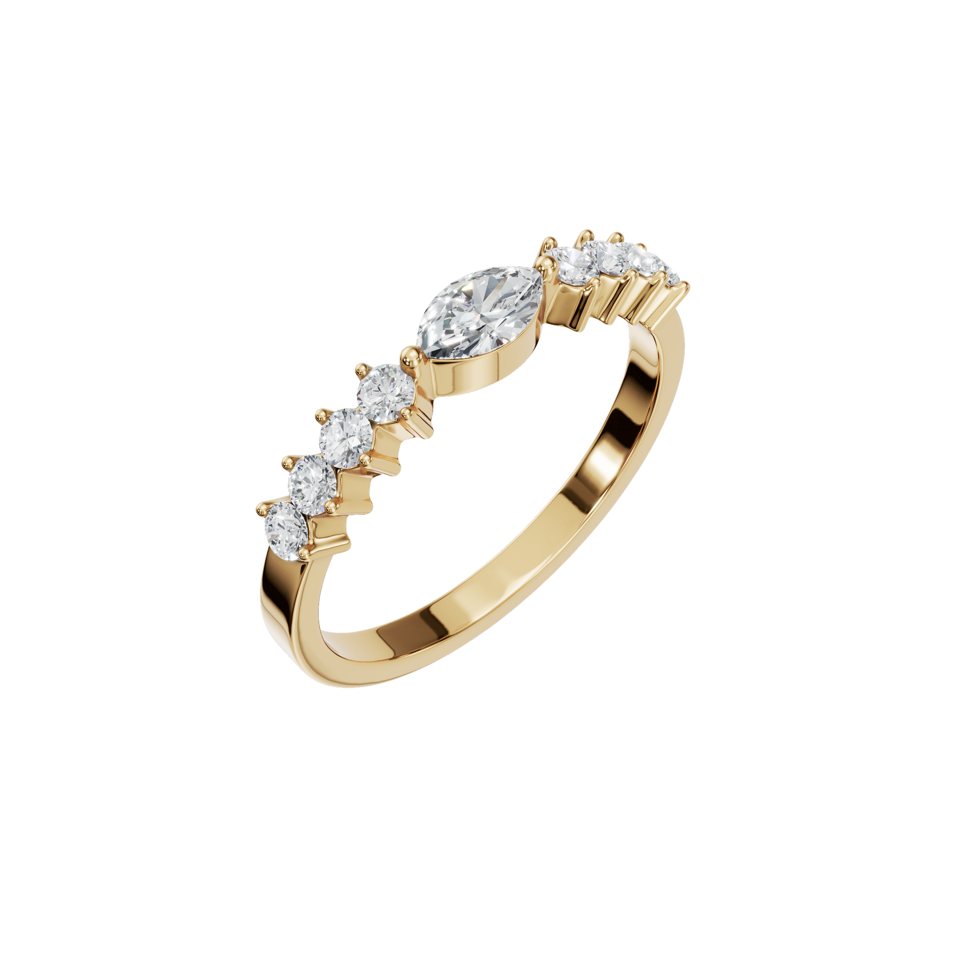 Diamond Ring with Marquise Center & Graduated Side Stones