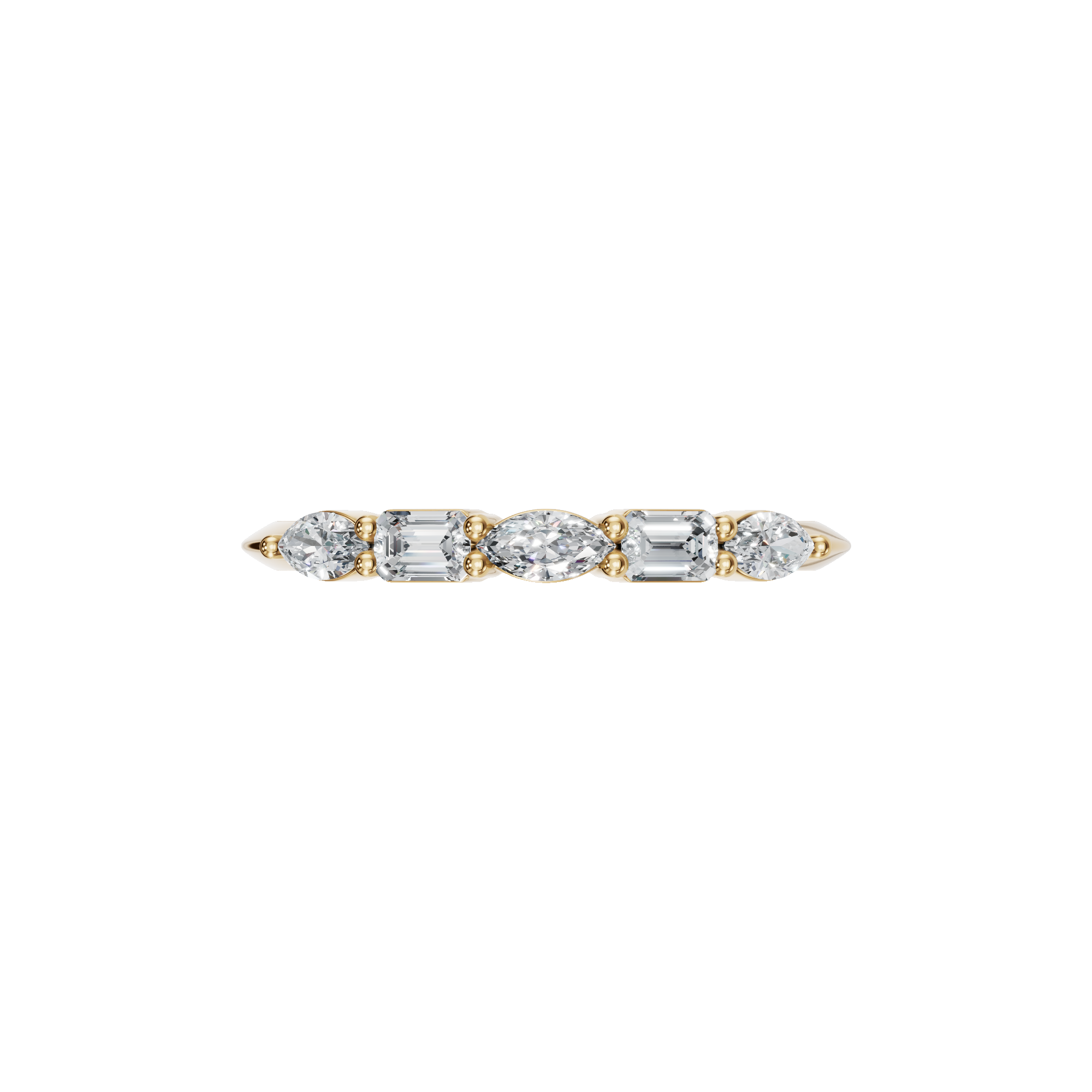 0.26Ct Emerald & Marquise Diamond Band Ring in Gold | Elegant Minimal Diamond Ring