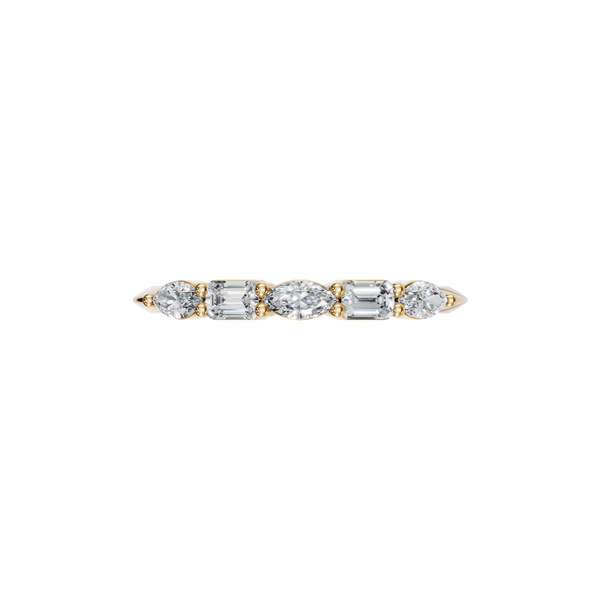 Emerald & Marquise Lab Diamond Band Ring in 14K Yellow Gold