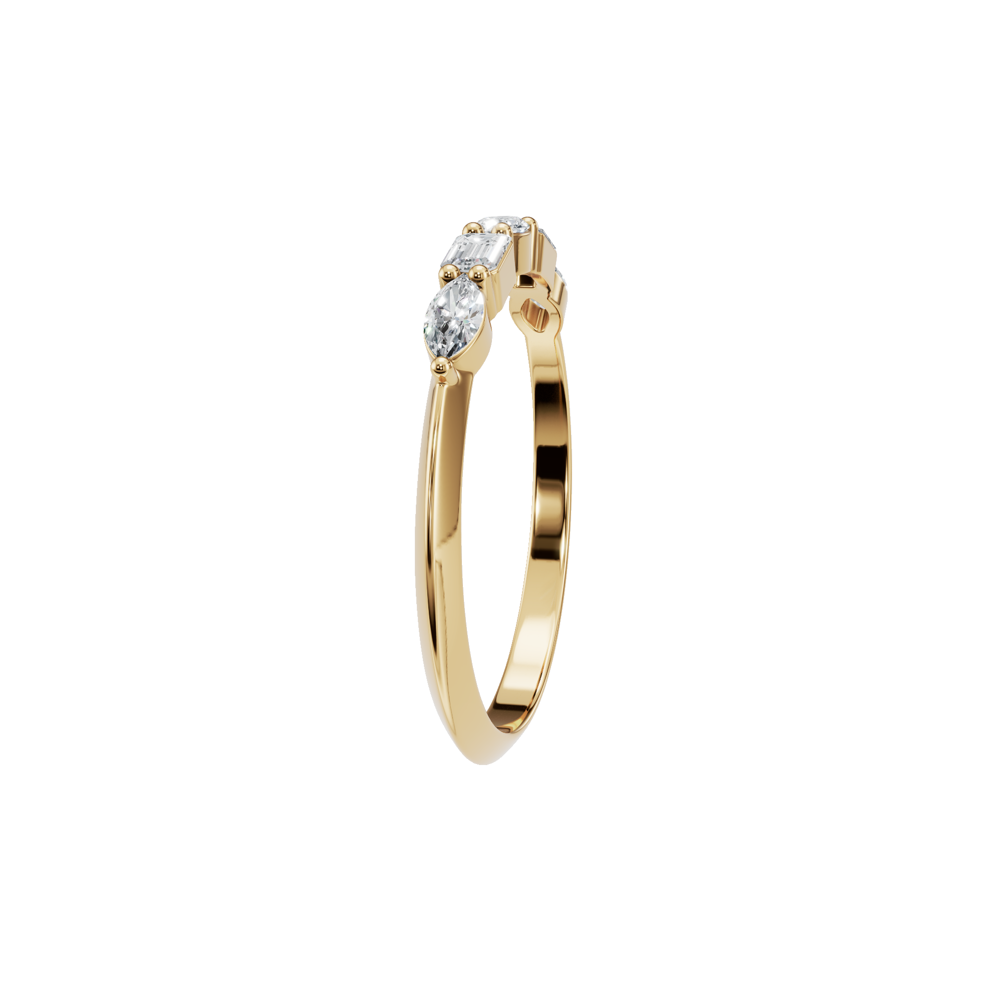 0.26Ct Emerald & Marquise Diamond Band Ring in Gold | Elegant Minimal Diamond Ring