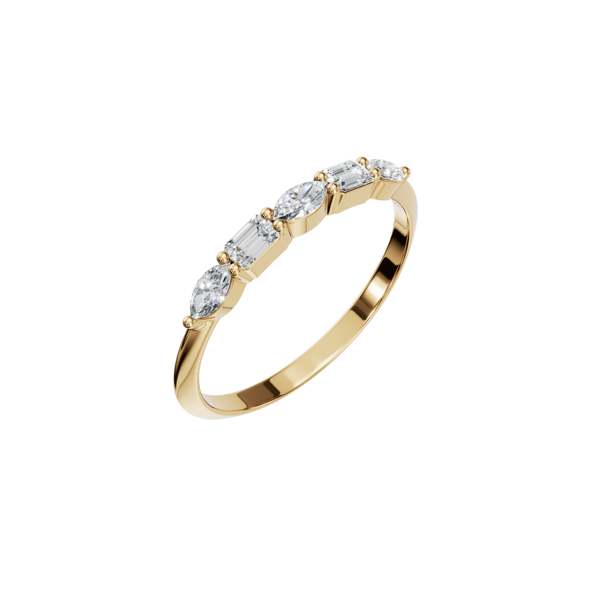 Perfect Promise Gold Lab Grown Diamond Band with Marquise Diamonds