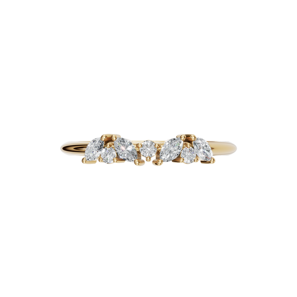 Round Diamond Curved Band Ring in 14K Yellow Gold