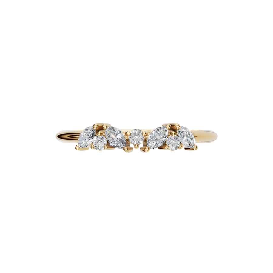 Round Diamond Curved Band Ring in Gold