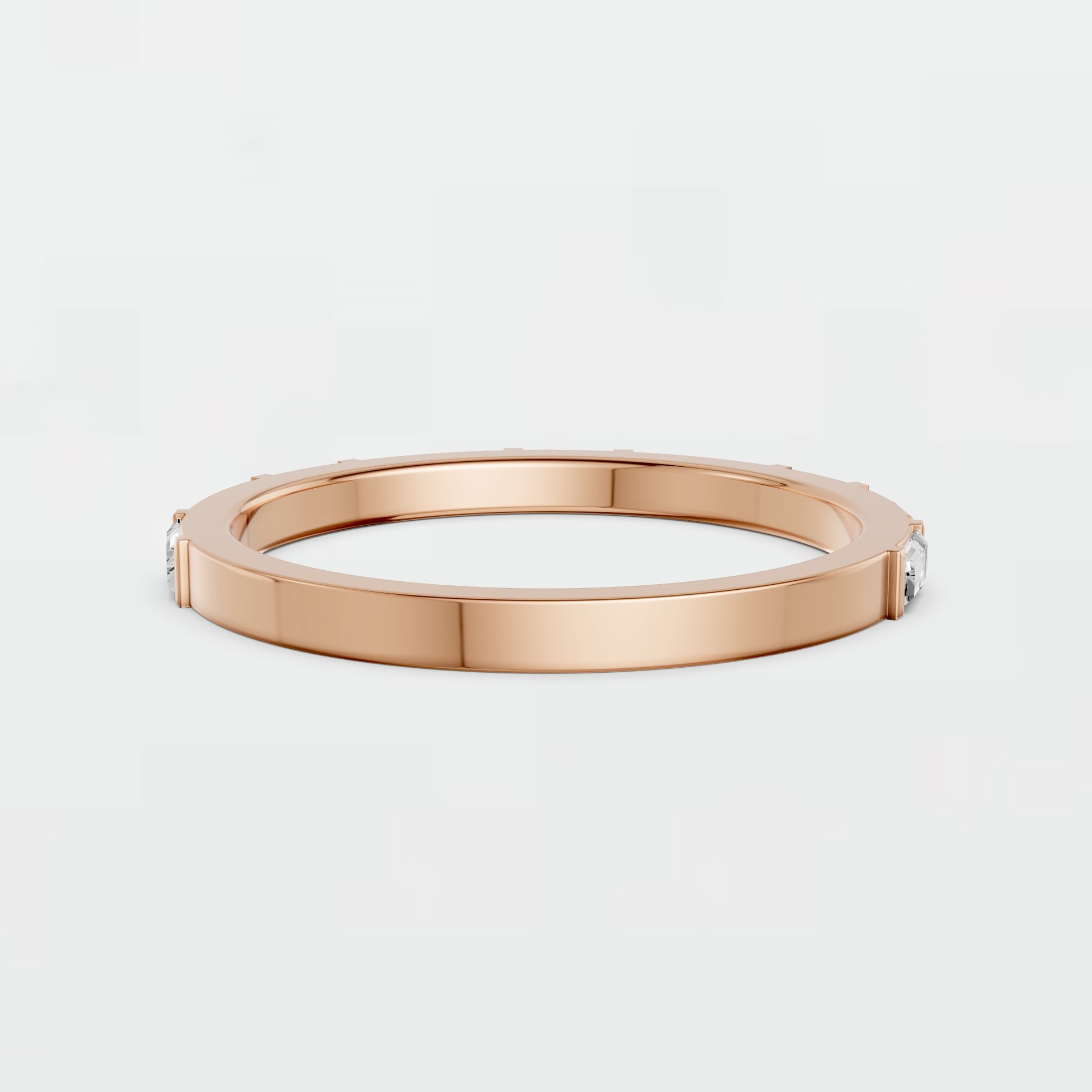 0.48 CTW Baguette & Princess Lab Grown Diamond Wedding Band Stackable Gold Ring