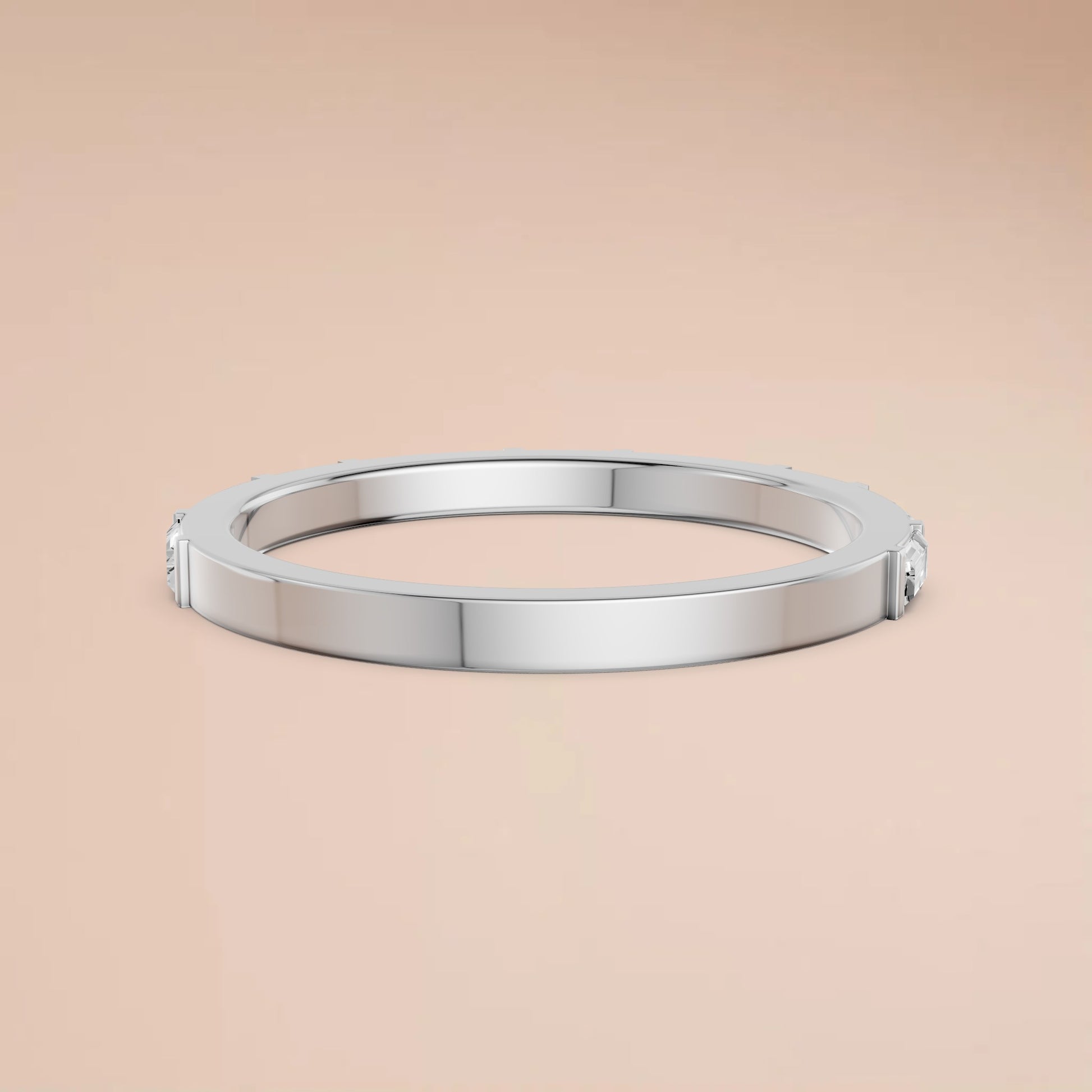 0.48 CTW Baguette & Princess Lab Grown Diamond Wedding Band Stackable Gold Ring