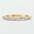 Baguette & Round Cut Lab Grown Diamond Bezel Set  Stackable Wedding Band In Solid Gold