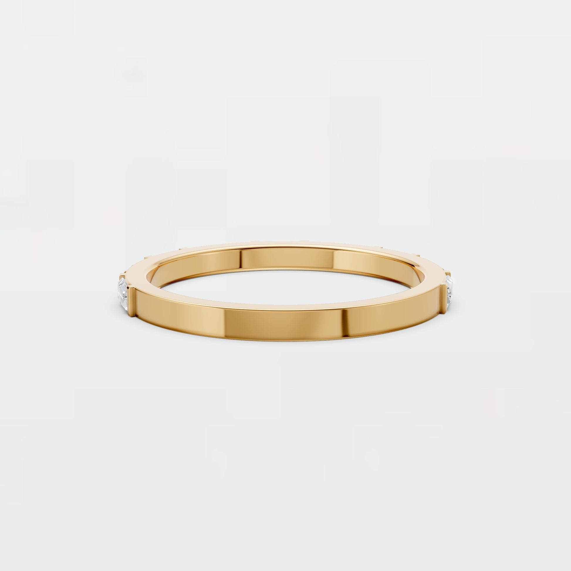 0.48 CTW Baguette & Princess Lab Grown Diamond Wedding Band Stackable Gold Ring