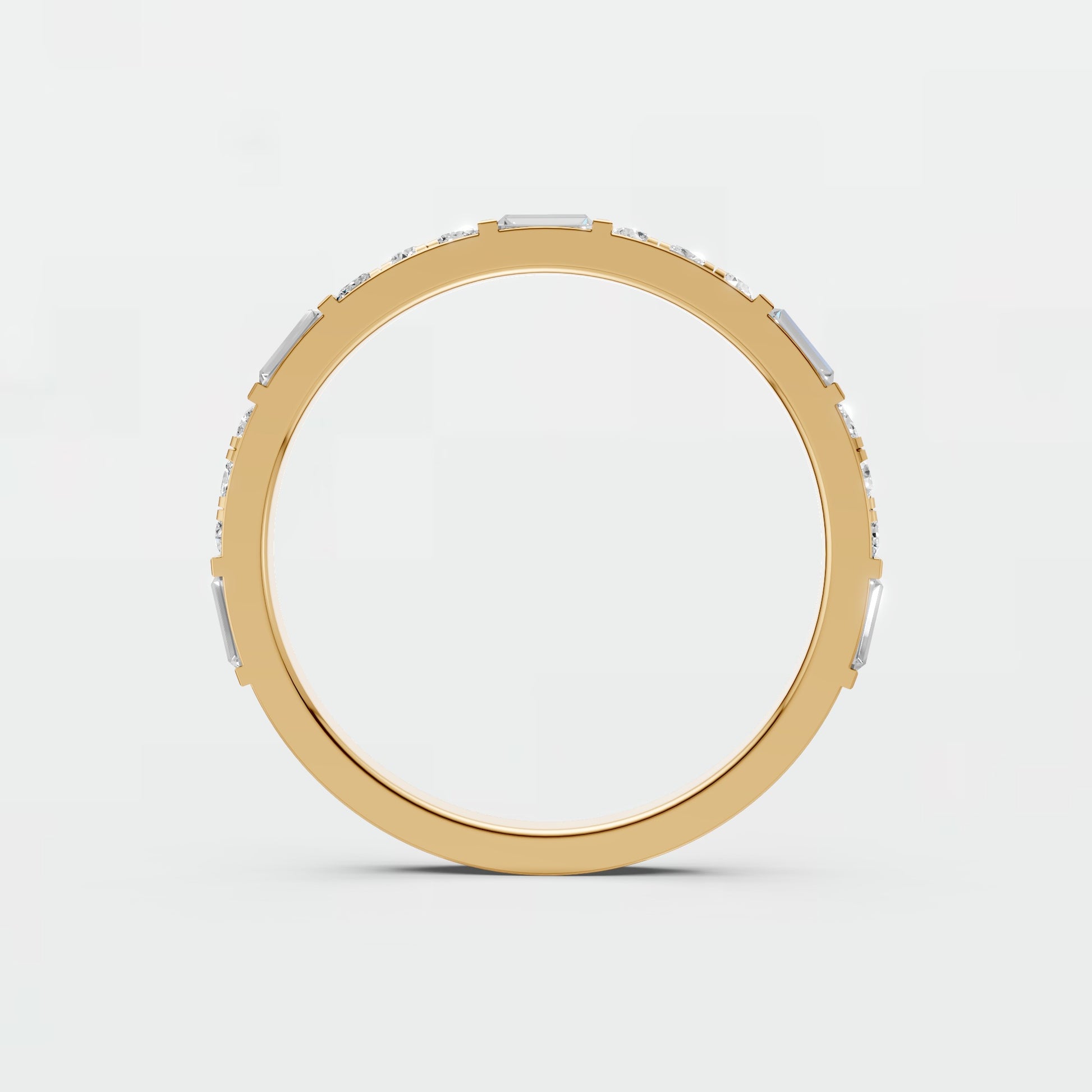 0.48 CTW Baguette & Princess Lab Grown Diamond Wedding Band Stackable Gold Ring