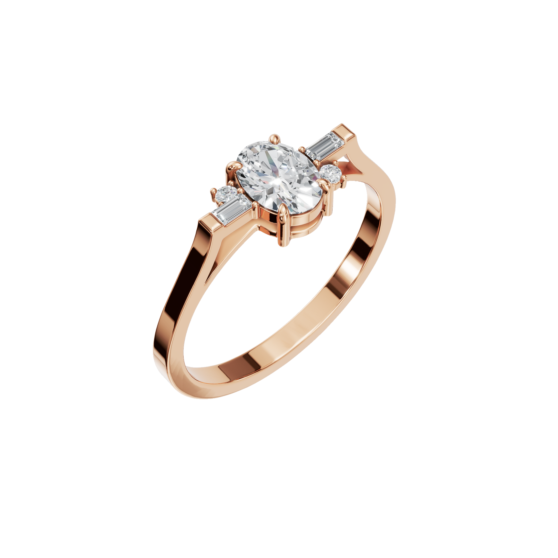 0.50 CTW Three Stone Diamond Ring – Modern Gold Design