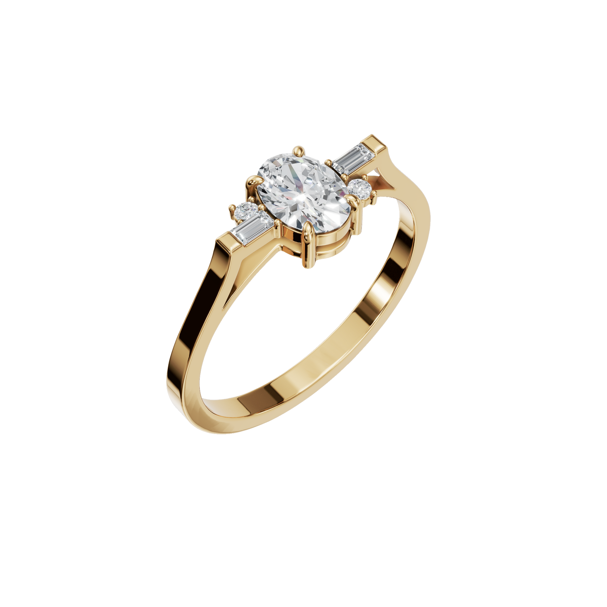 0.50 CTW Three Stone Diamond Ring – Modern Gold Design