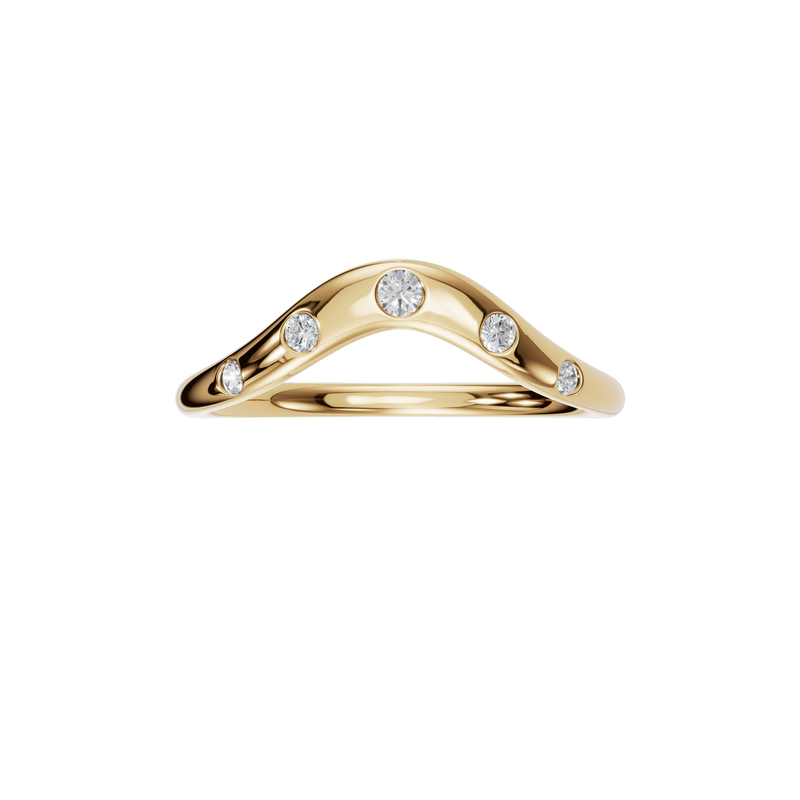 Minimalist Contour Curved Lab Diamond Wedding Band in Gold