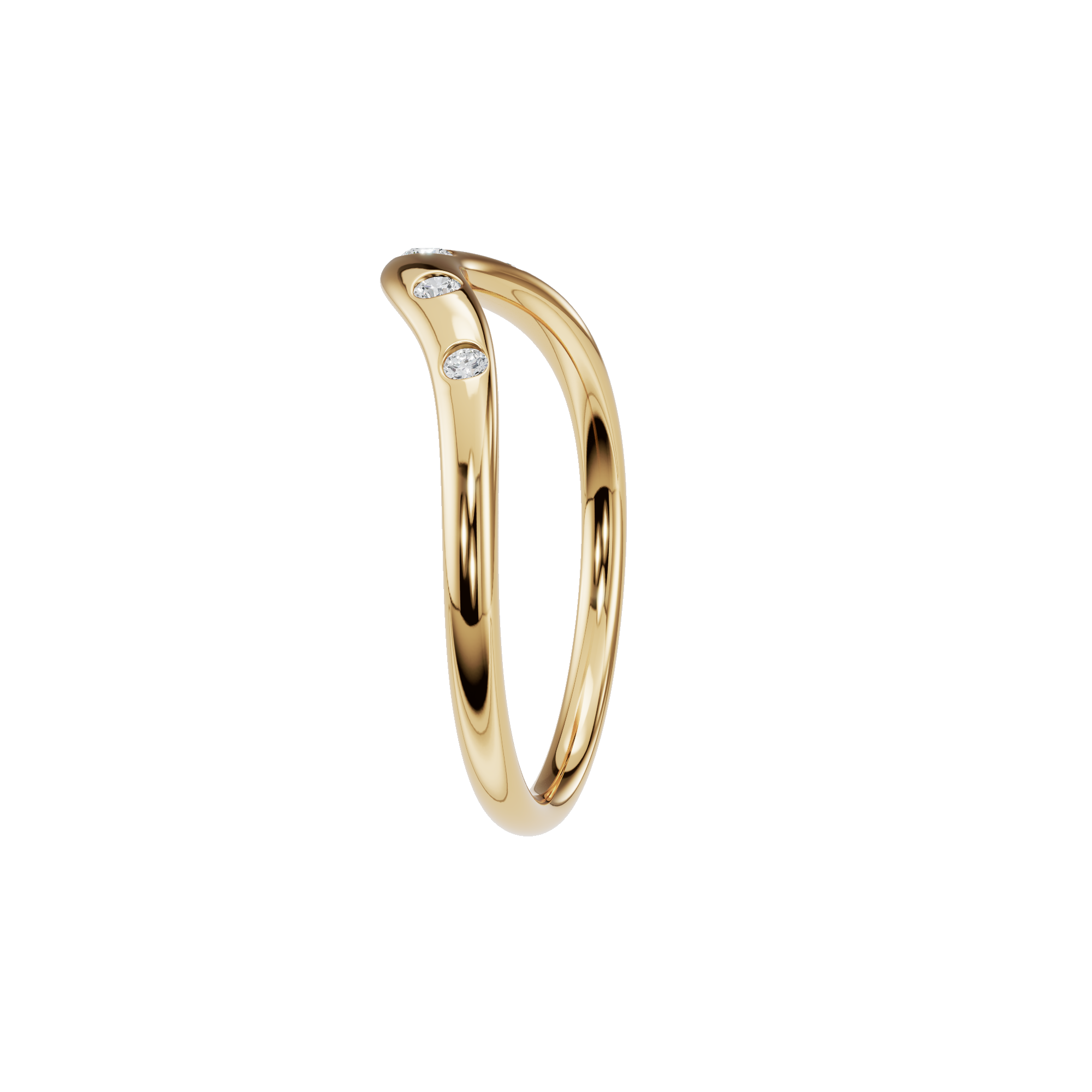 Round Diamond Curved Wave Ring in Gold | Minimalist Fine Jewelry Band