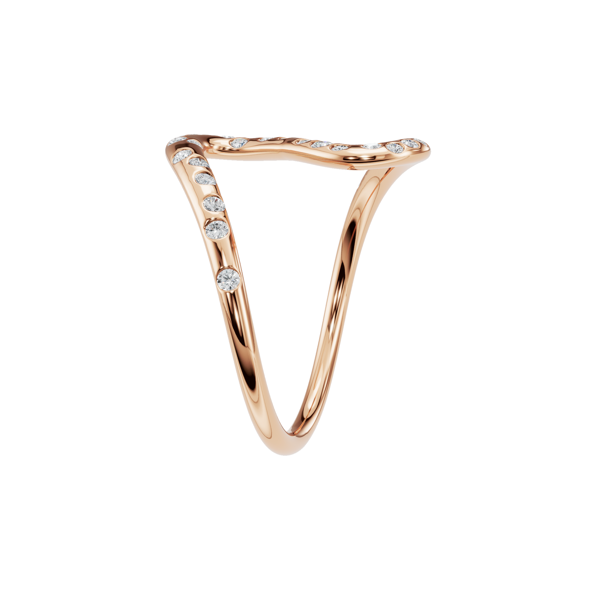 0.30Ct Round Diamond Wave Ring in Gold | Modern Open Statement Ring