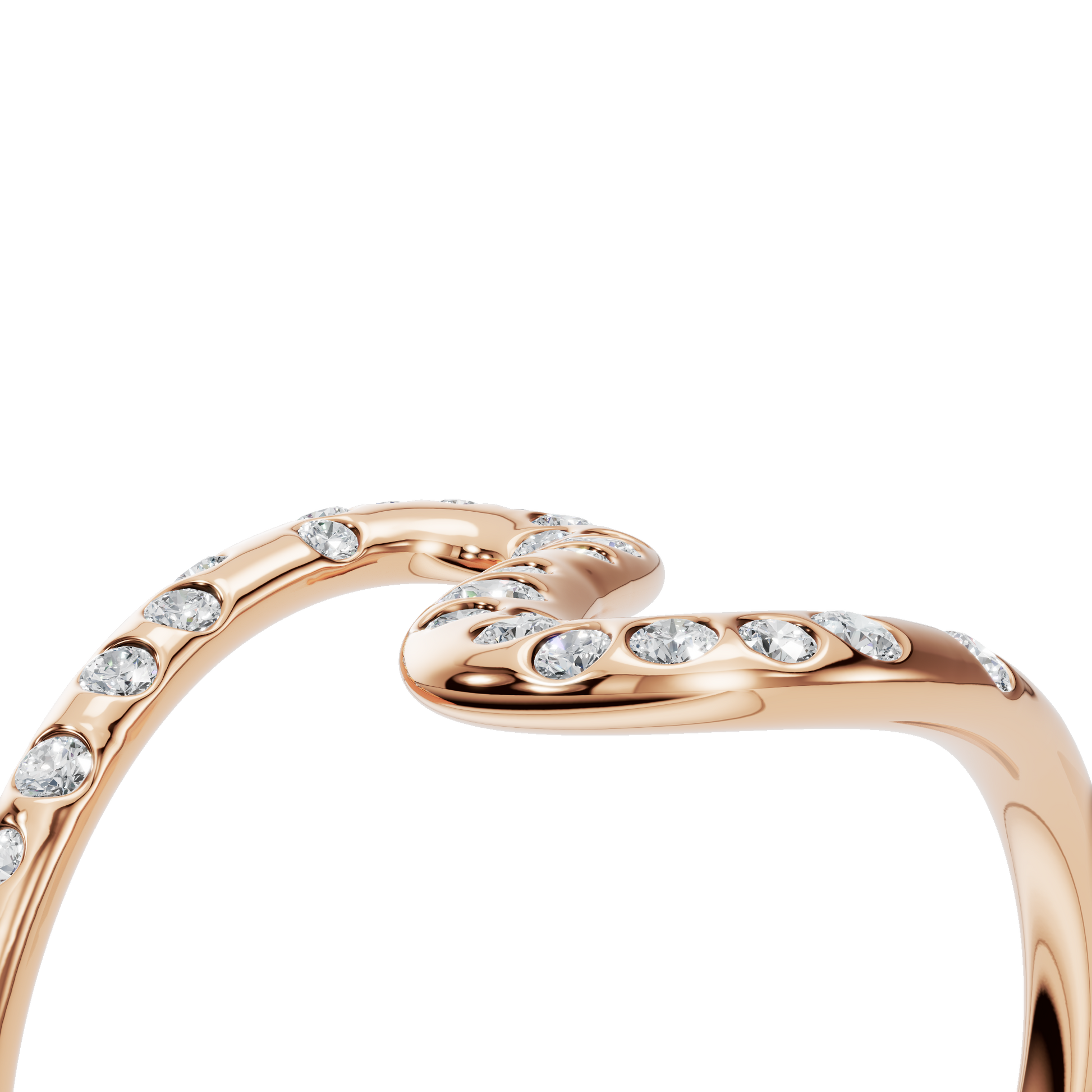 0.30Ct Round Diamond Wave Ring in Gold | Modern Open Statement Ring