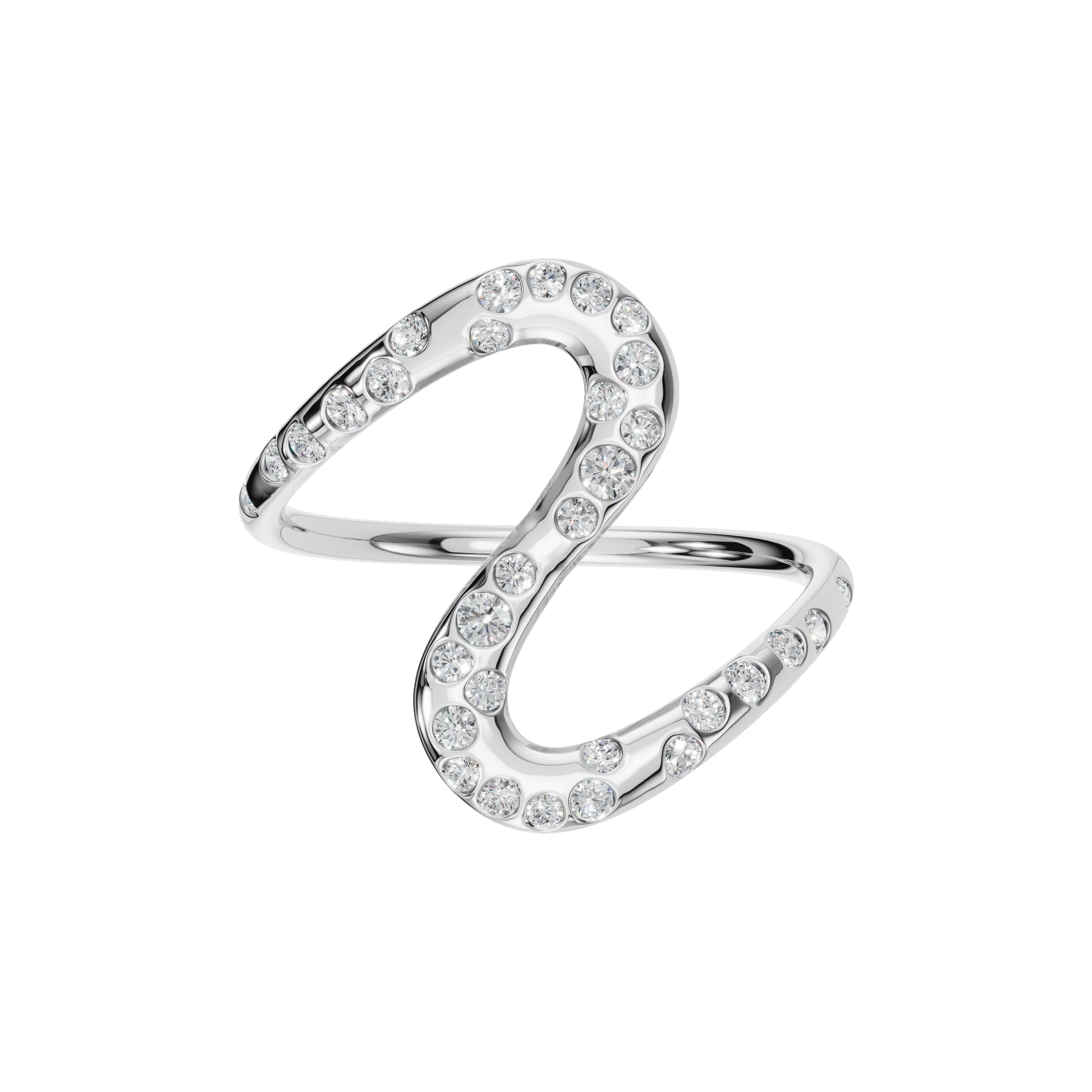 0.30Ct Round Diamond Wave Ring in Gold | Modern Open Statement Ring
