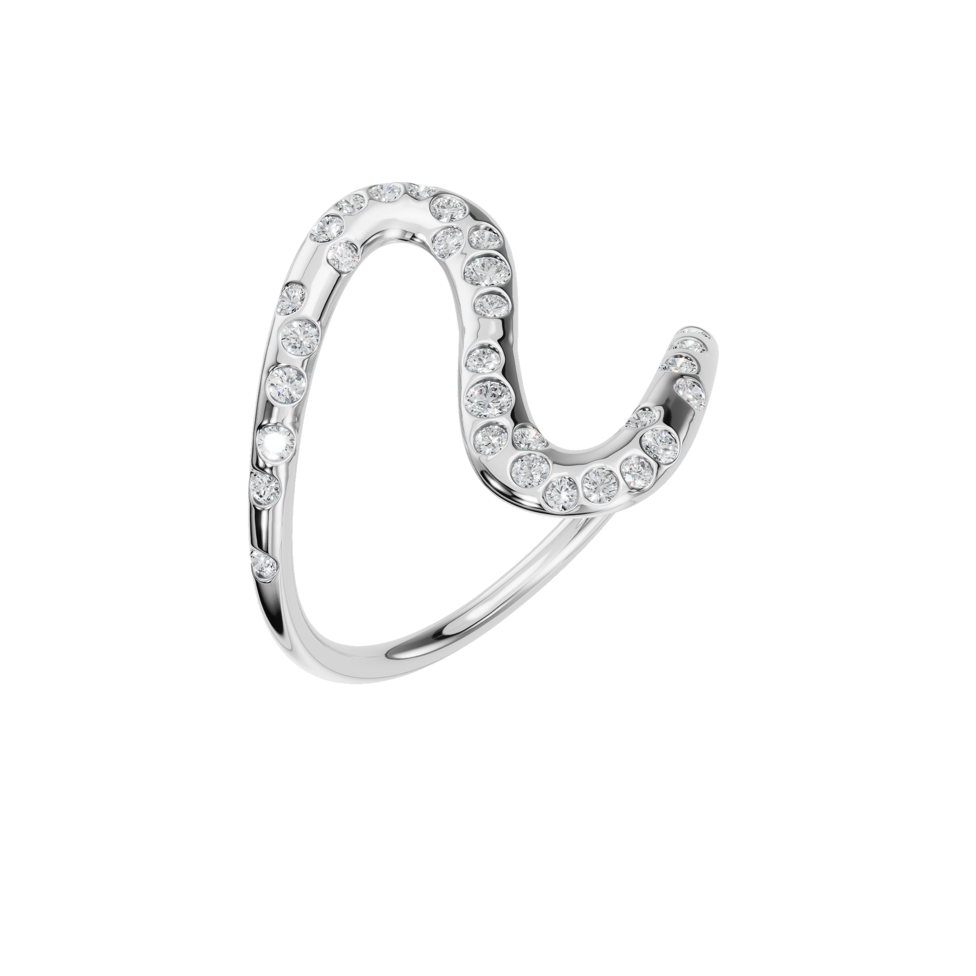 0.30Ct Round Diamond Wave Ring in Gold | Modern Open Statement Ring