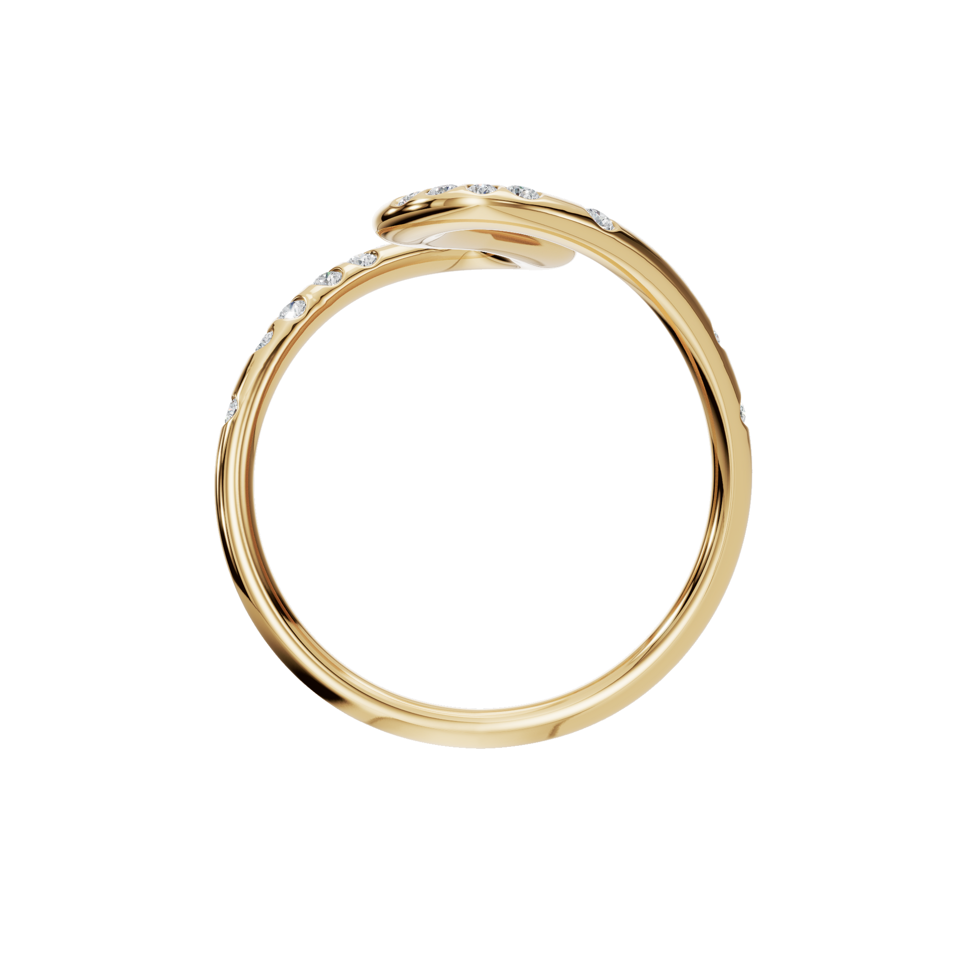 0.30Ct Round Diamond Wave Ring in Gold | Modern Open Statement Ring