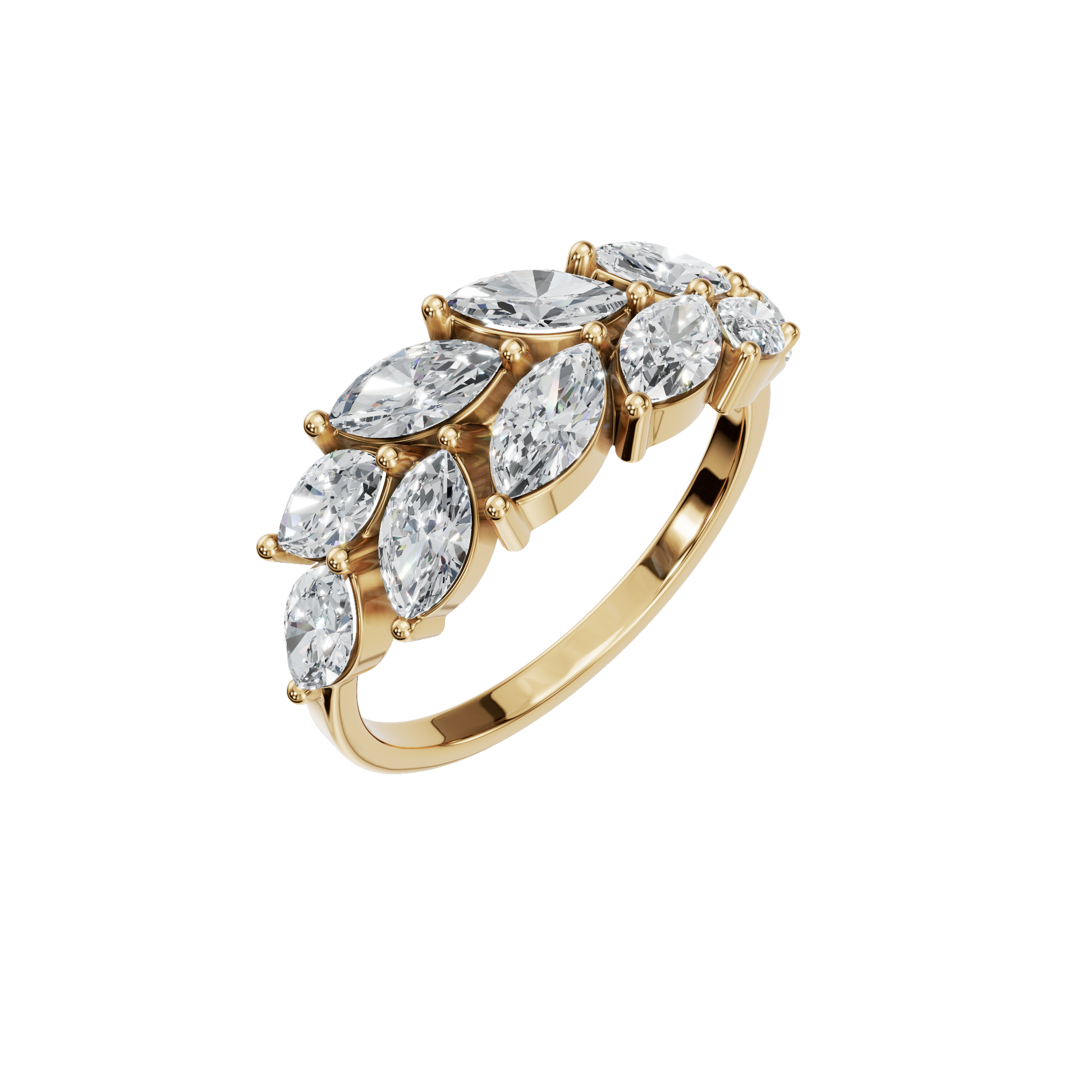 1.83Ct Marquise & Princess Diamond Statement Ring in Gold | Luxury Fine Jewelry Ring