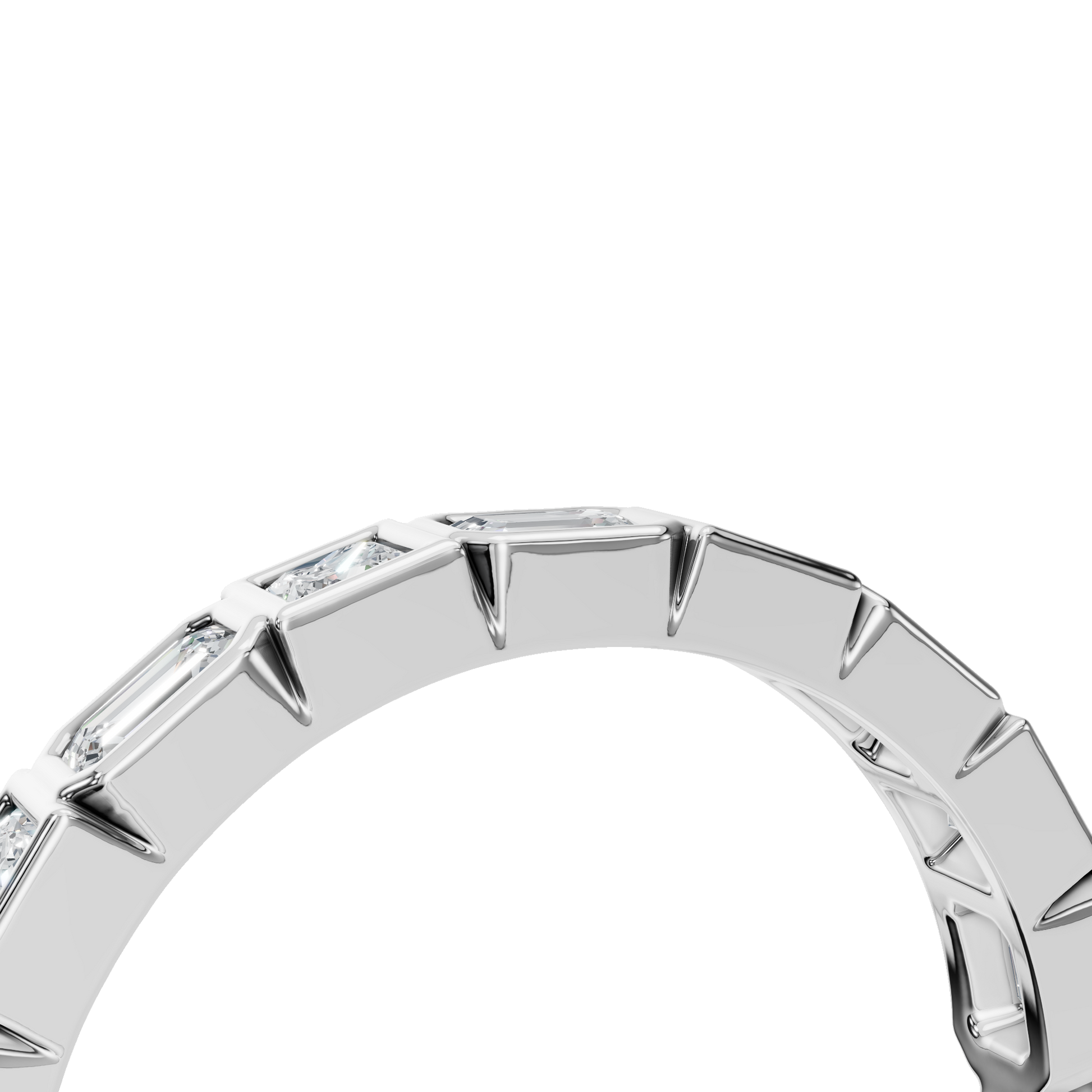 Diamond Ring with Alternating Emerald & Square Diamonds