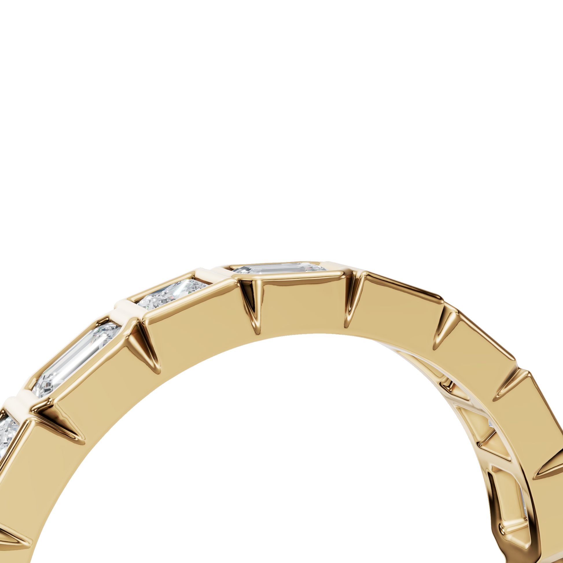 Diamond Ring with Alternating Emerald & Square Diamonds