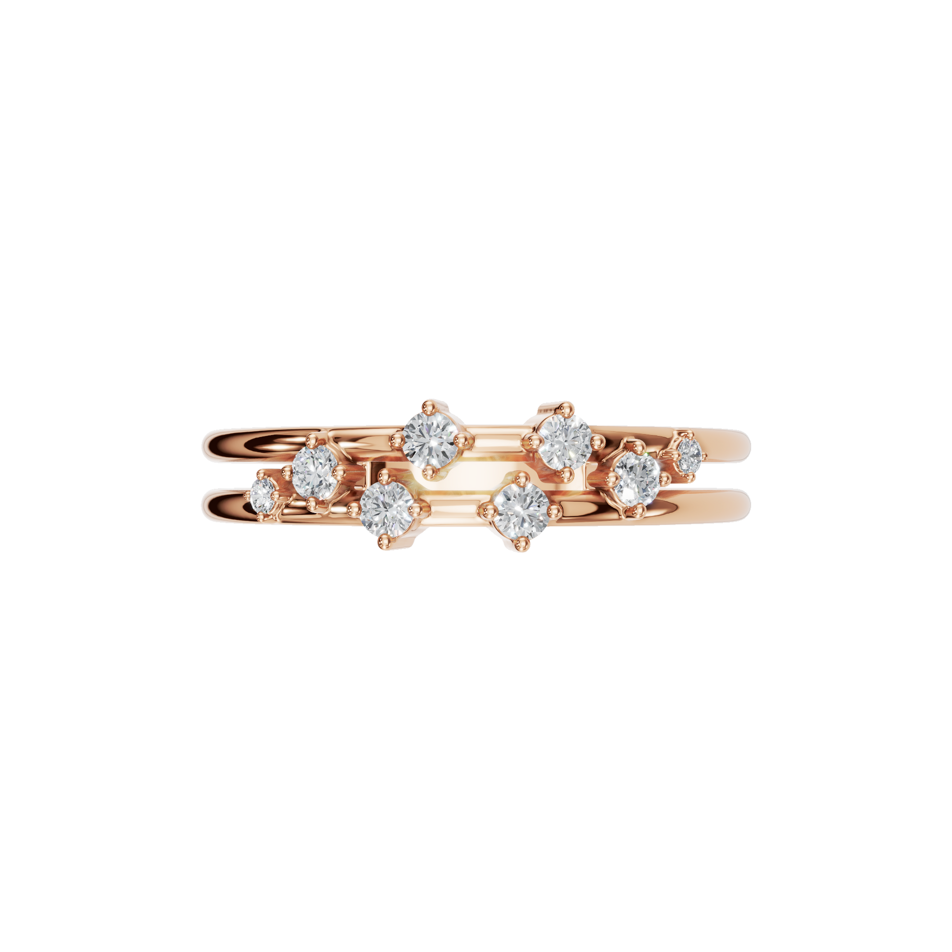 Round Diamond Open Double Band Ring in Gold | Elegant Modern Diamond Statement Ring