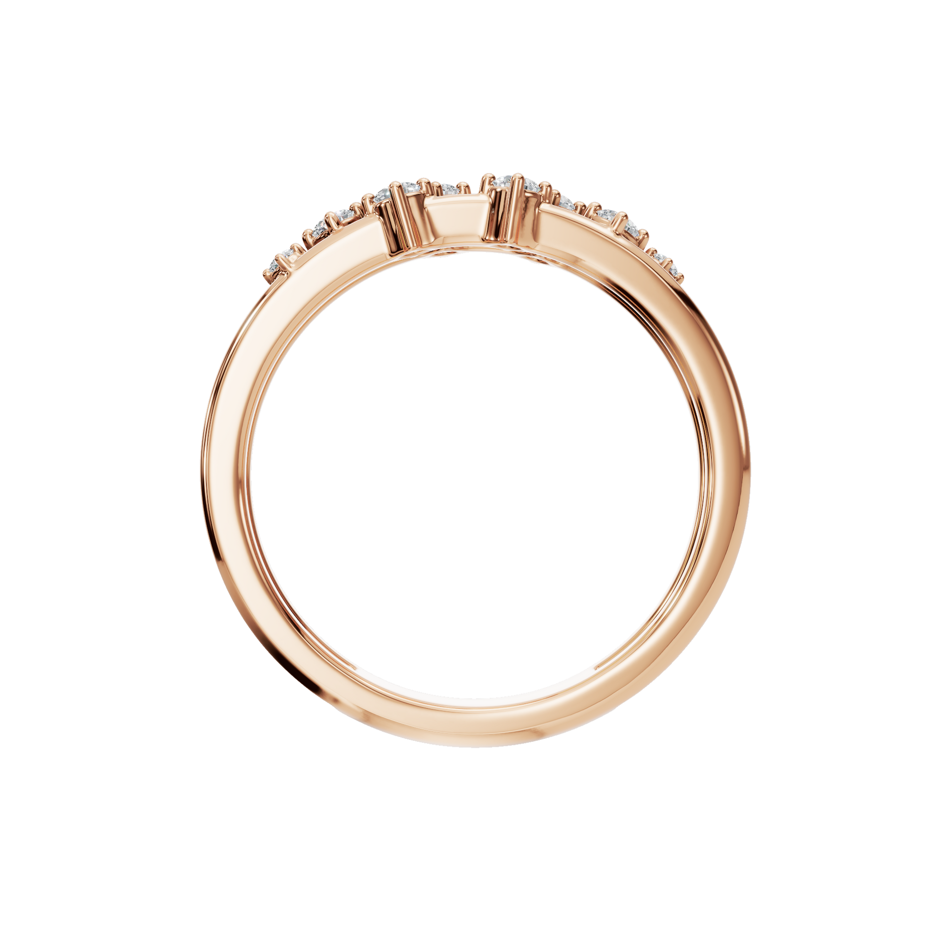Round Diamond Open Double Band Ring in Gold | Elegant Modern Diamond Statement Ring