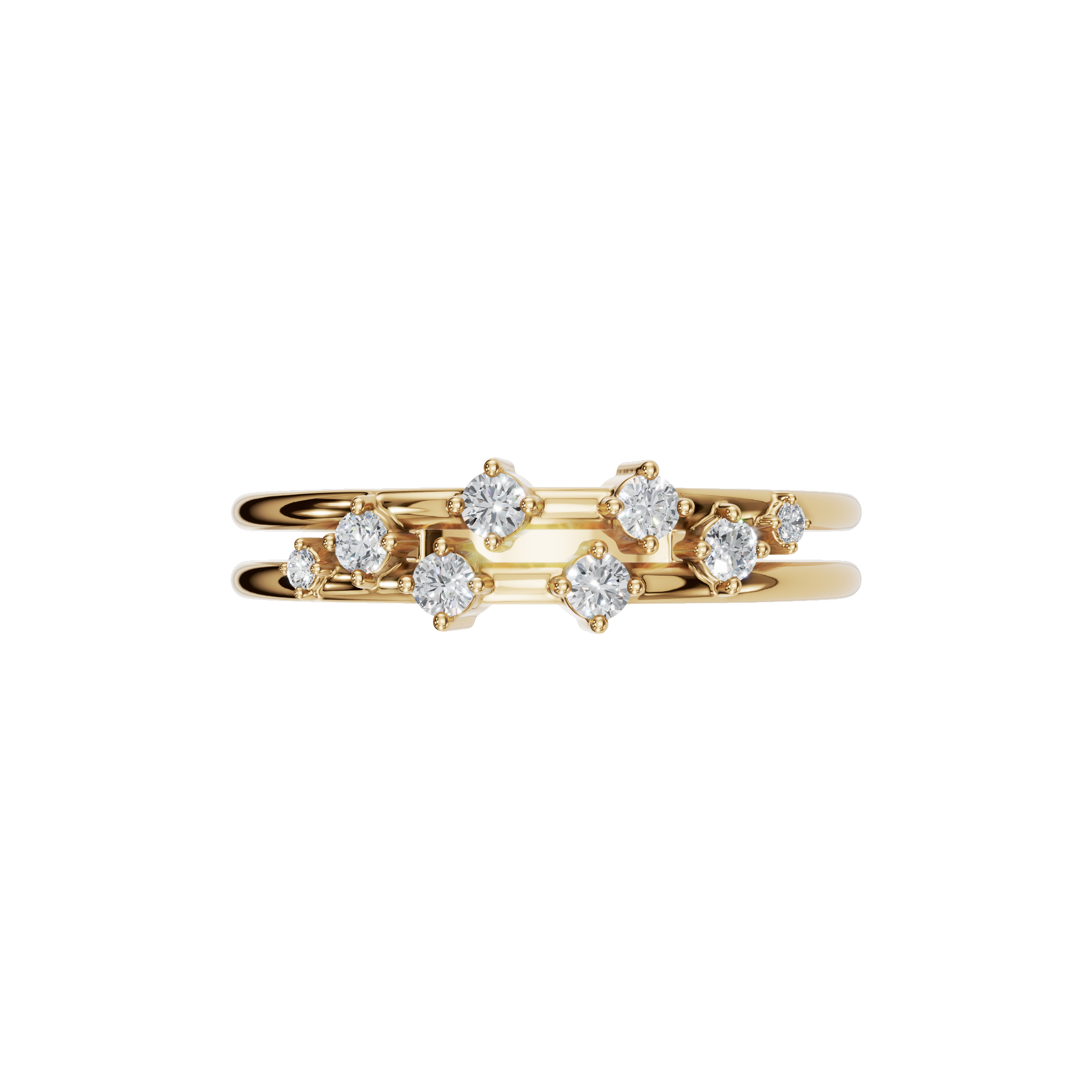 Round Lab Grown Diamond Double Band Ring in 14K Yellow Gold