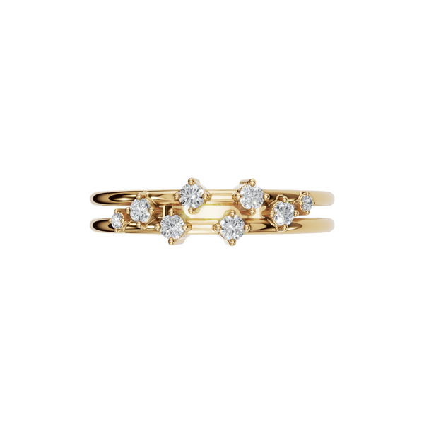 Round Lab Grown Diamond Double Band Ring in 14K Yellow Gold