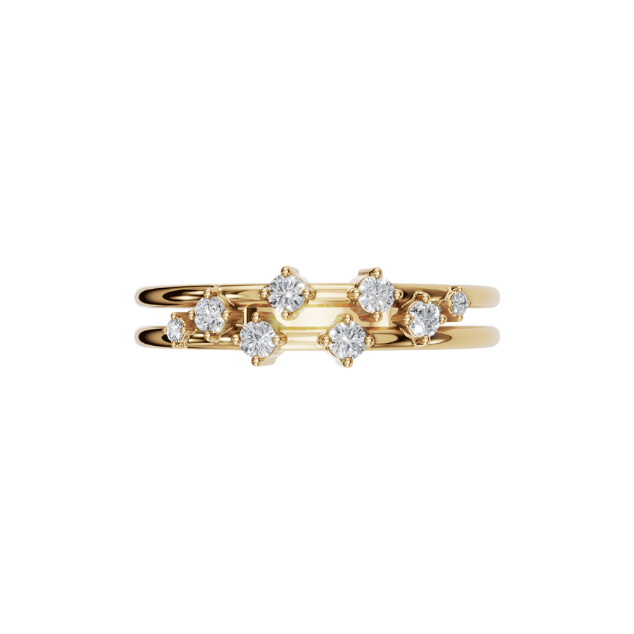 Round Diamond Double Band Ring in Gold