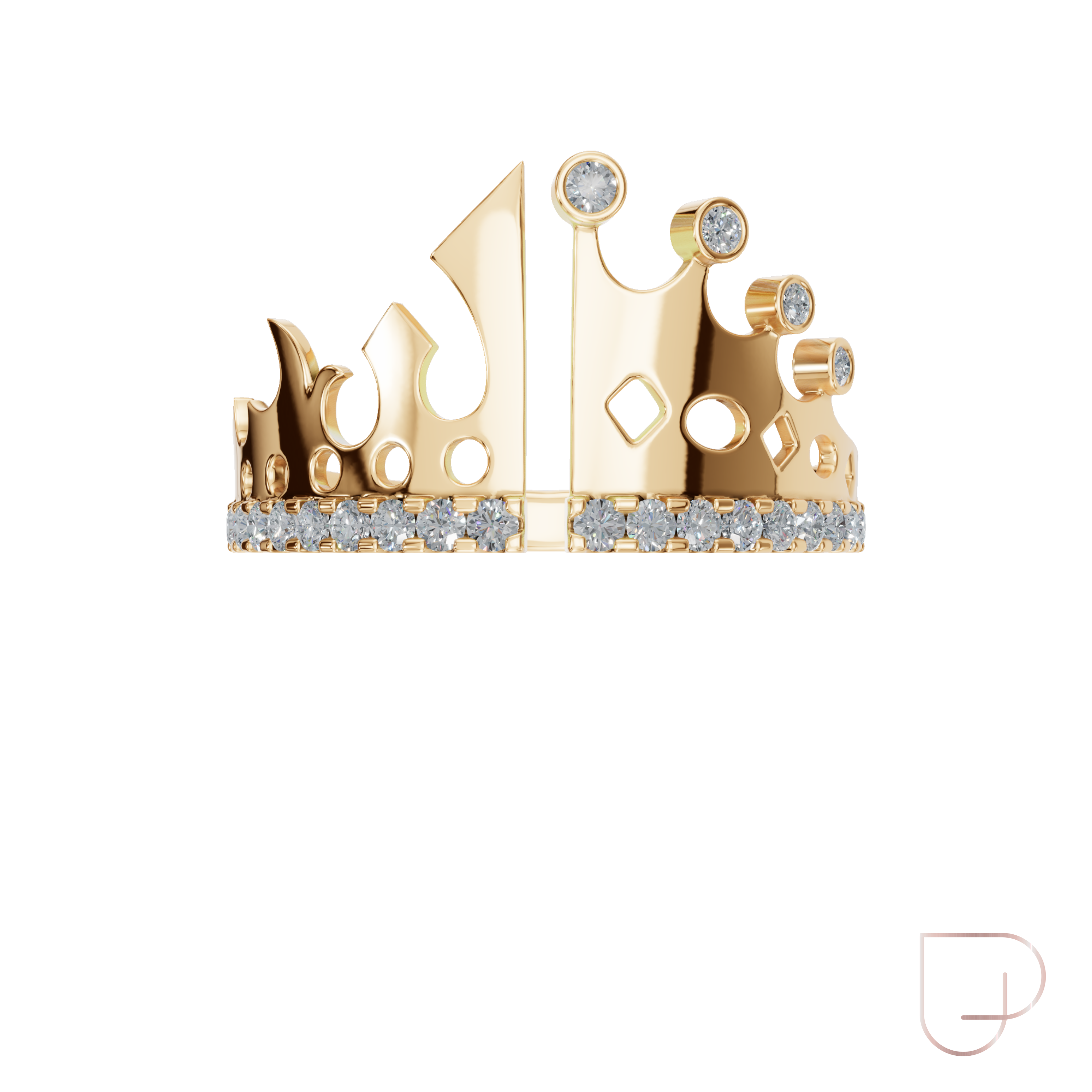 0.24 CTW Round Diamond Crown Royal Inspired Design Statement Gold Ring