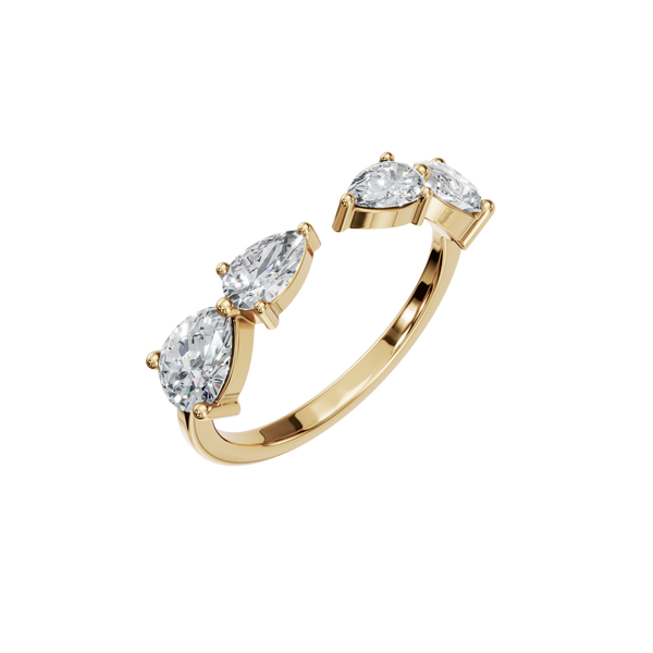 Pear Cut Lab Grown Diamond Ring in 14K Yellow Gold