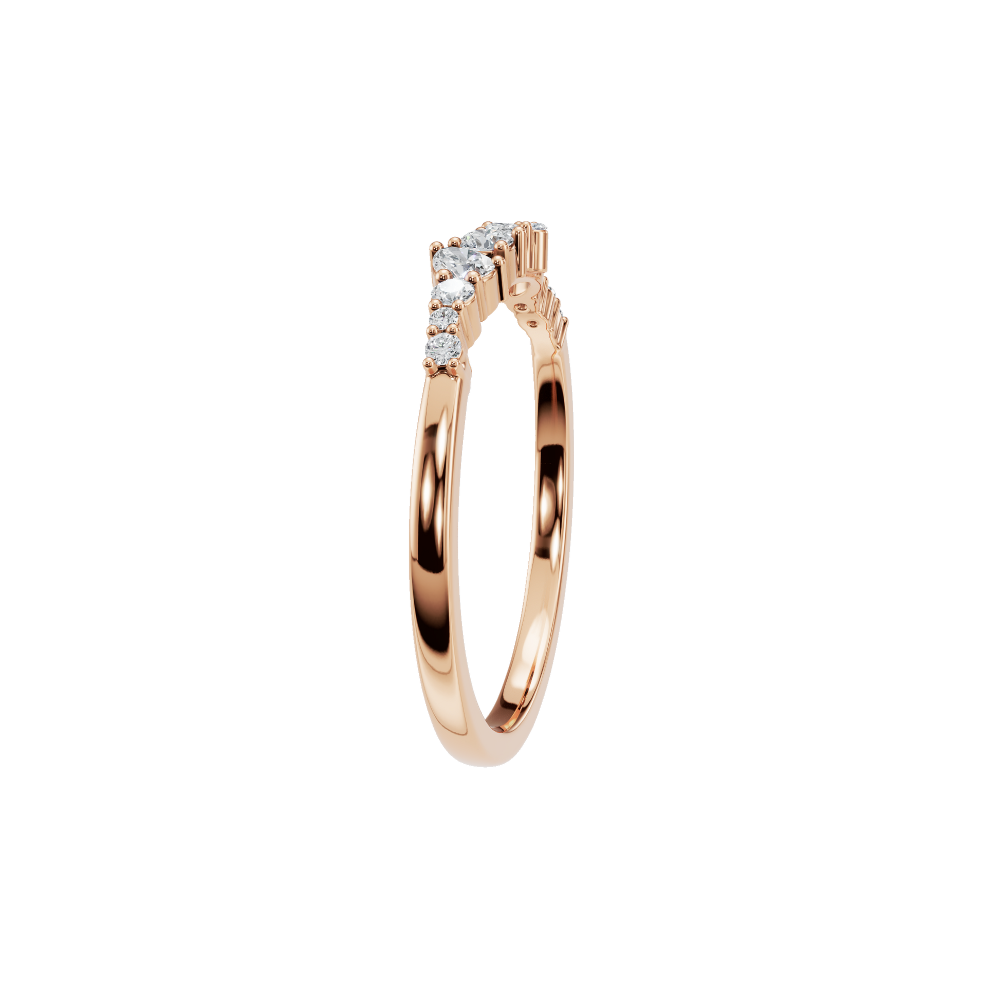 0.29Ct Multi Shape Diamond Curved Band Ring in Gold | Round Marquise Pear Diamond Ring