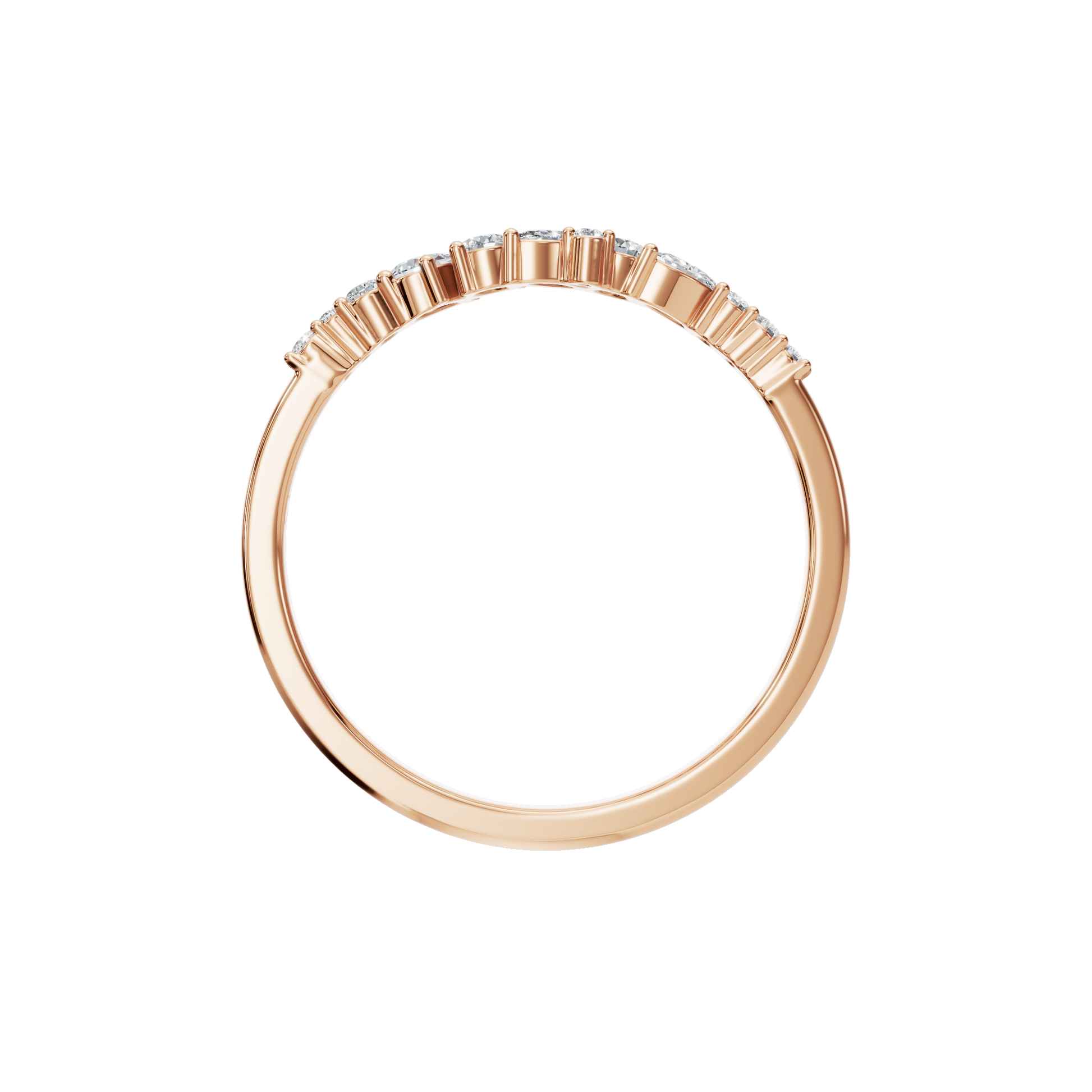 0.29Ct Multi Shape Diamond Curved Band Ring in Gold | Round Marquise Pear Diamond Ring