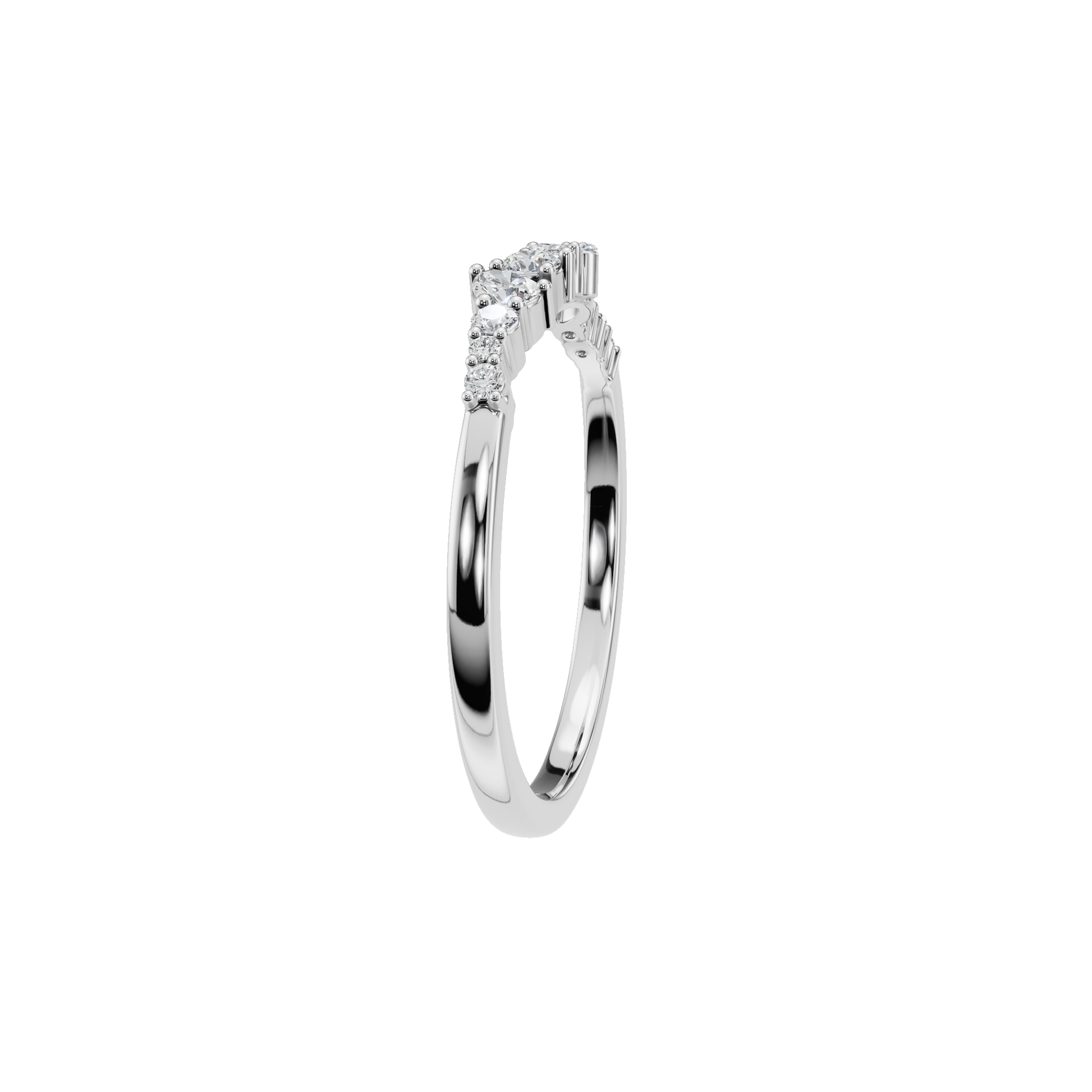 0.29Ct Multi Shape Diamond Curved Band Ring in Gold | Round Marquise Pear Diamond Ring