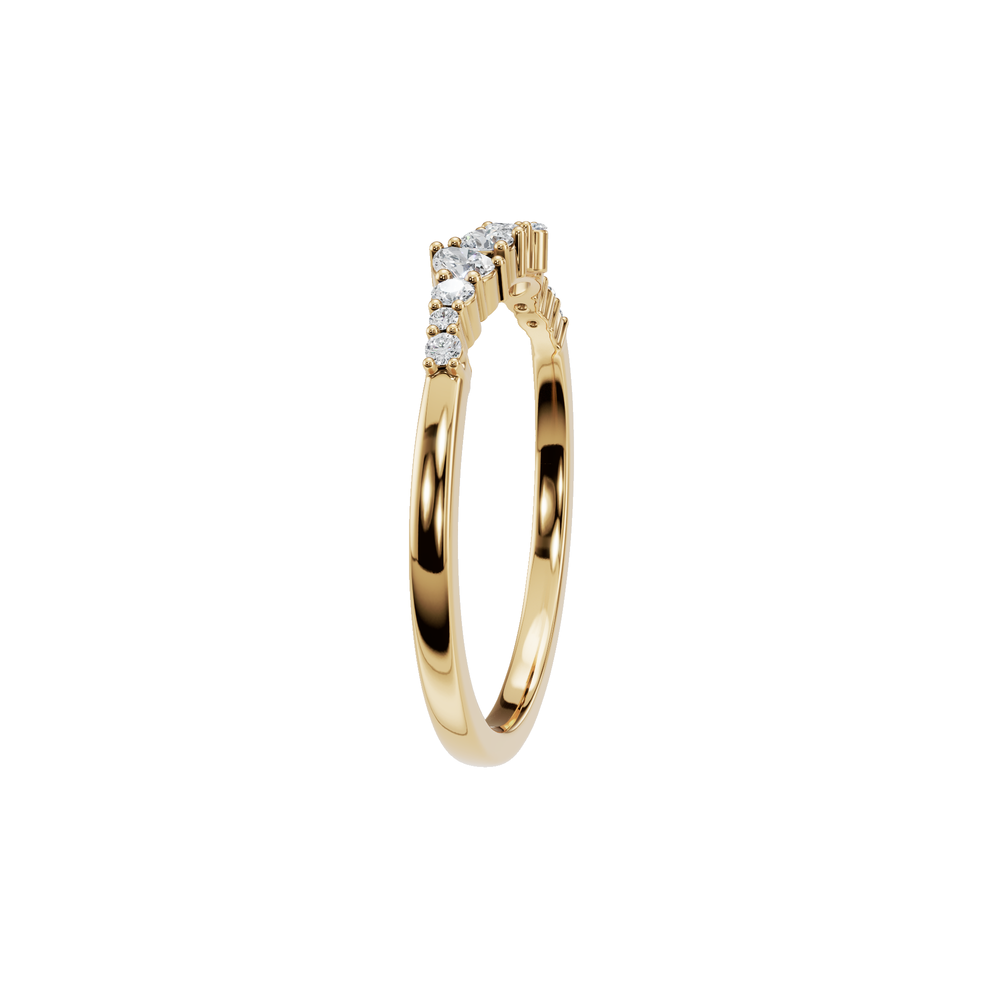 0.29Ct Multi Shape Diamond Curved Band Ring in Gold | Round Marquise Pear Diamond Ring