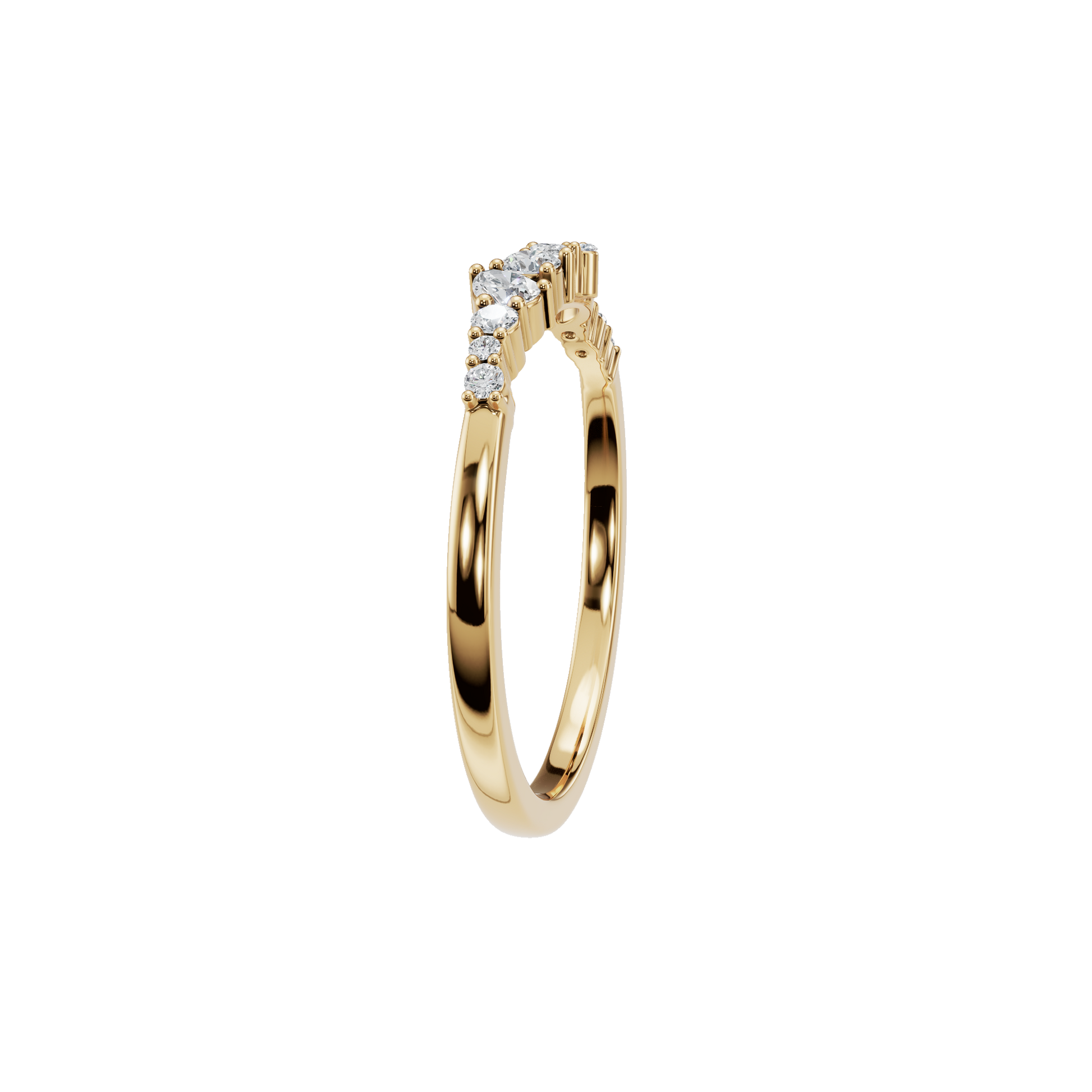 0.29Ct Multi Shape Diamond Curved Band Ring in Gold | Round Marquise Pear Diamond Ring