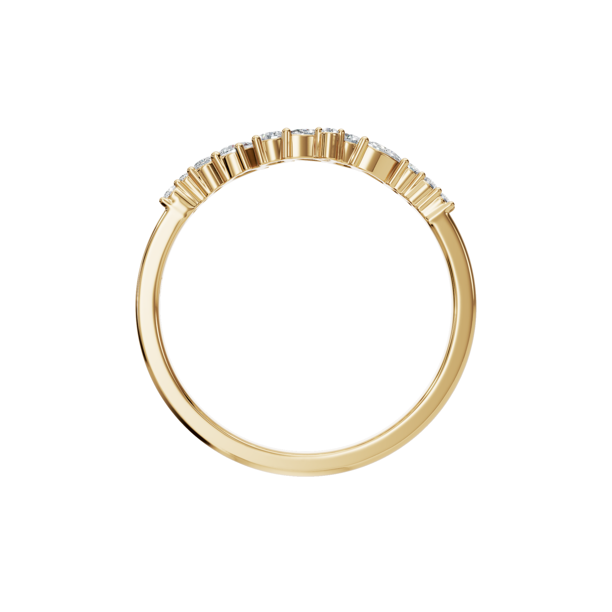0.29Ct Multi Shape Diamond Curved Band Ring in Gold | Round Marquise Pear Diamond Ring