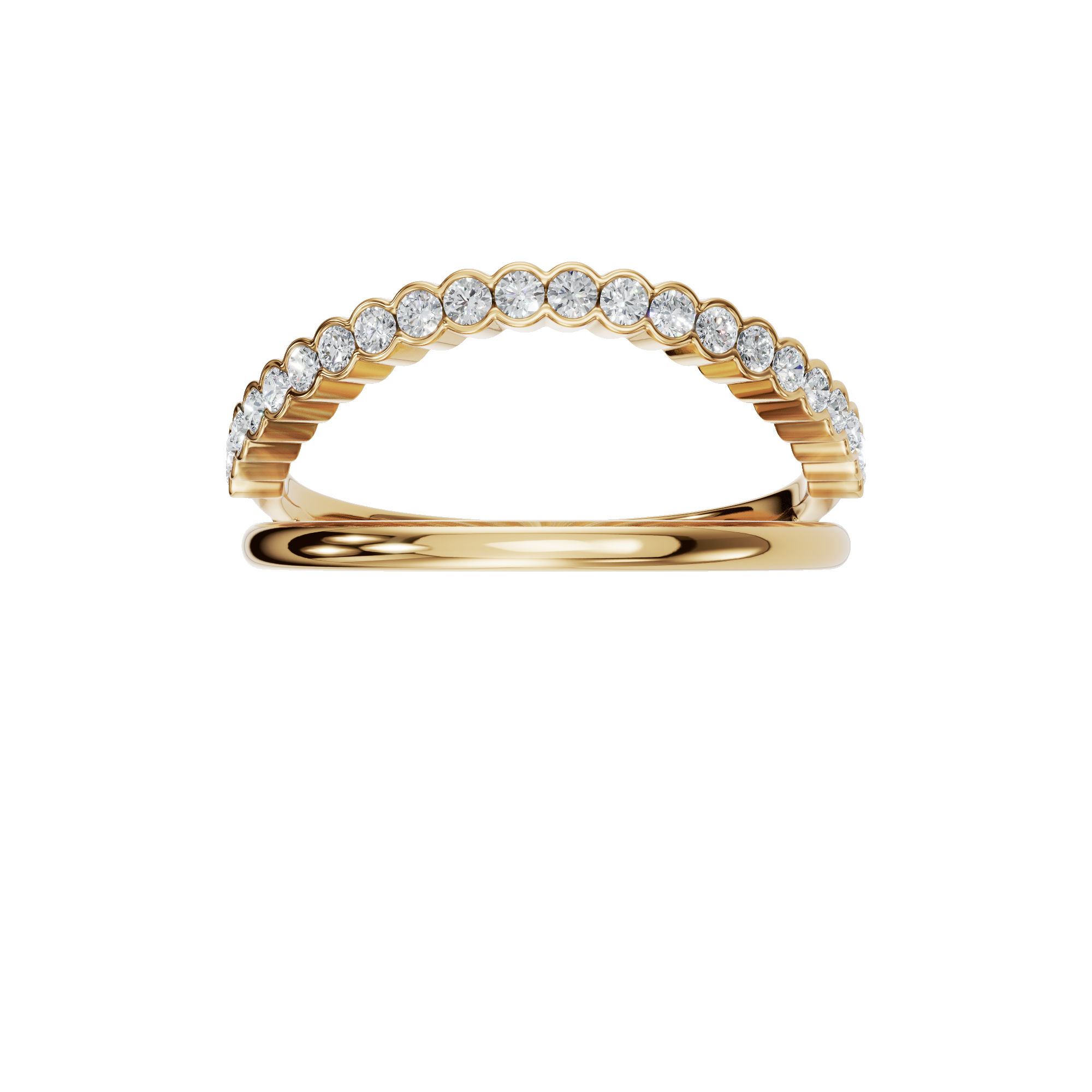 0.22 Ctw Round Diamond Open Curve Ring in Gold Minimal Elegant Diamond Band