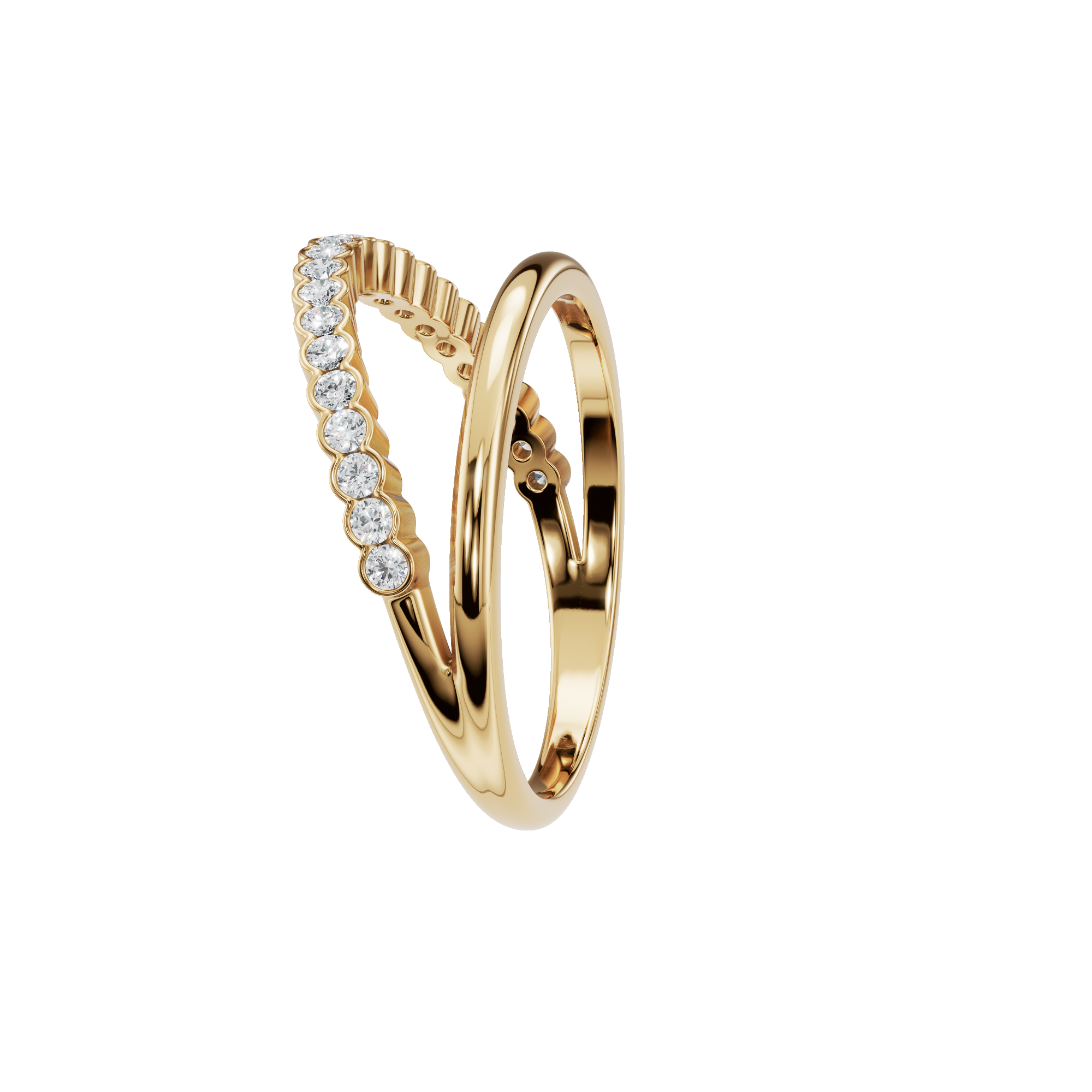 0.22 Ctw Round Diamond Open Curve Ring in Gold Minimal Elegant Diamond Band