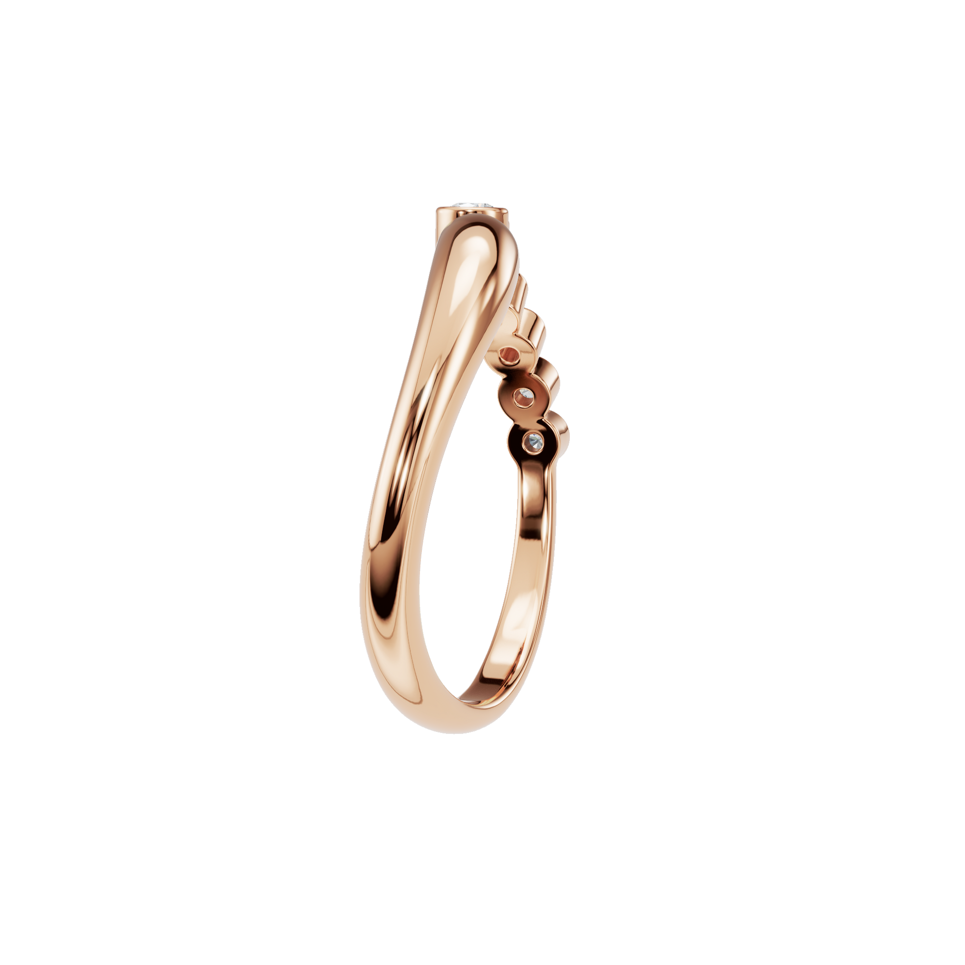 Round Diamond Bezel Set Ring in Gold | Minimal Elegant Diamond Stackable Ring