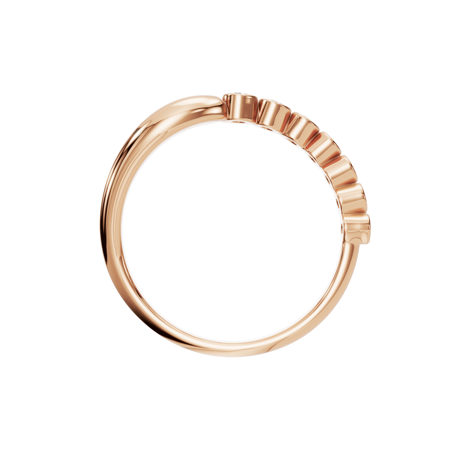 Round Diamond Bezel Set Ring in Gold | Minimal Elegant Diamond Stackable Ring
