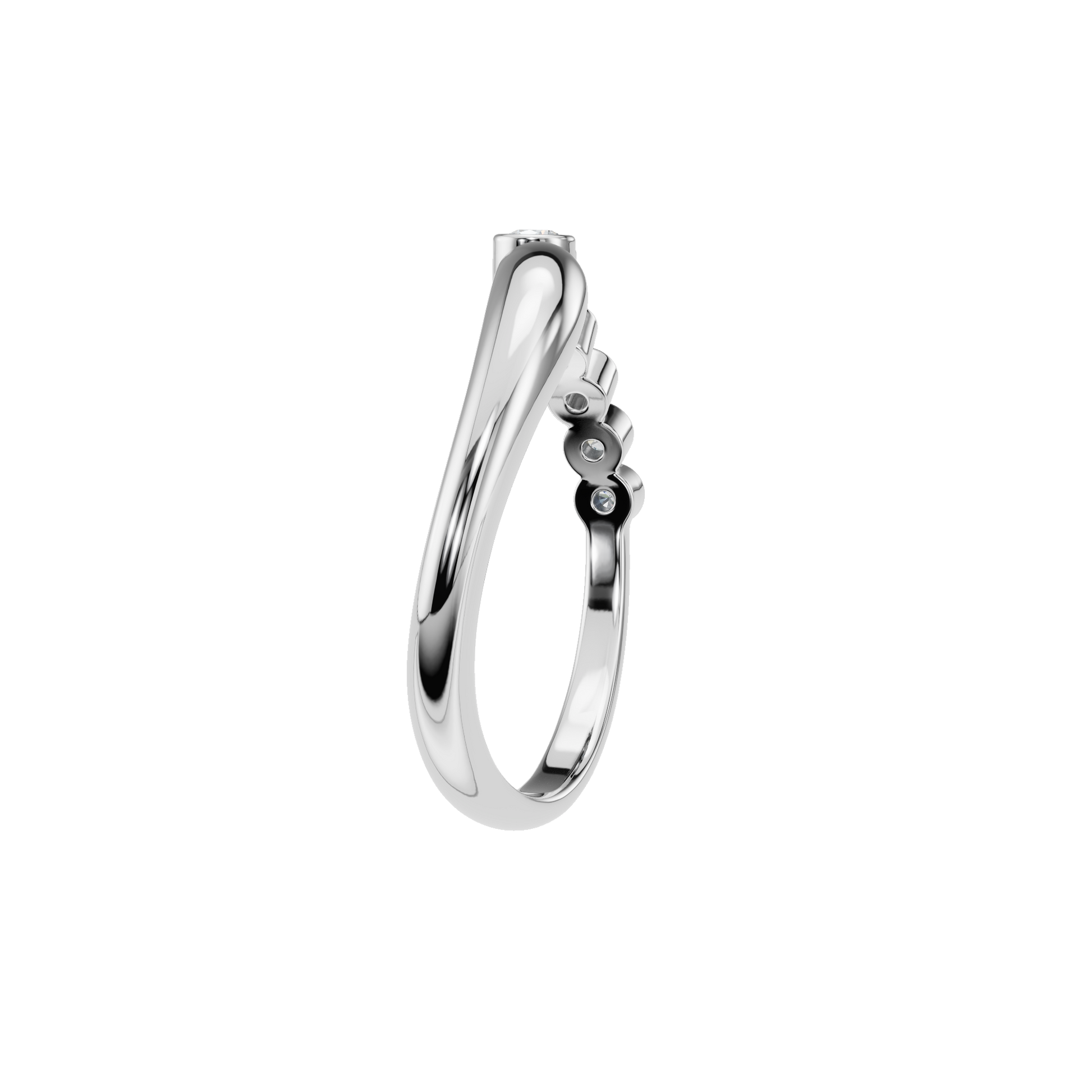 Round Diamond Bezel Set Ring in Gold | Minimal Elegant Diamond Stackable Ring