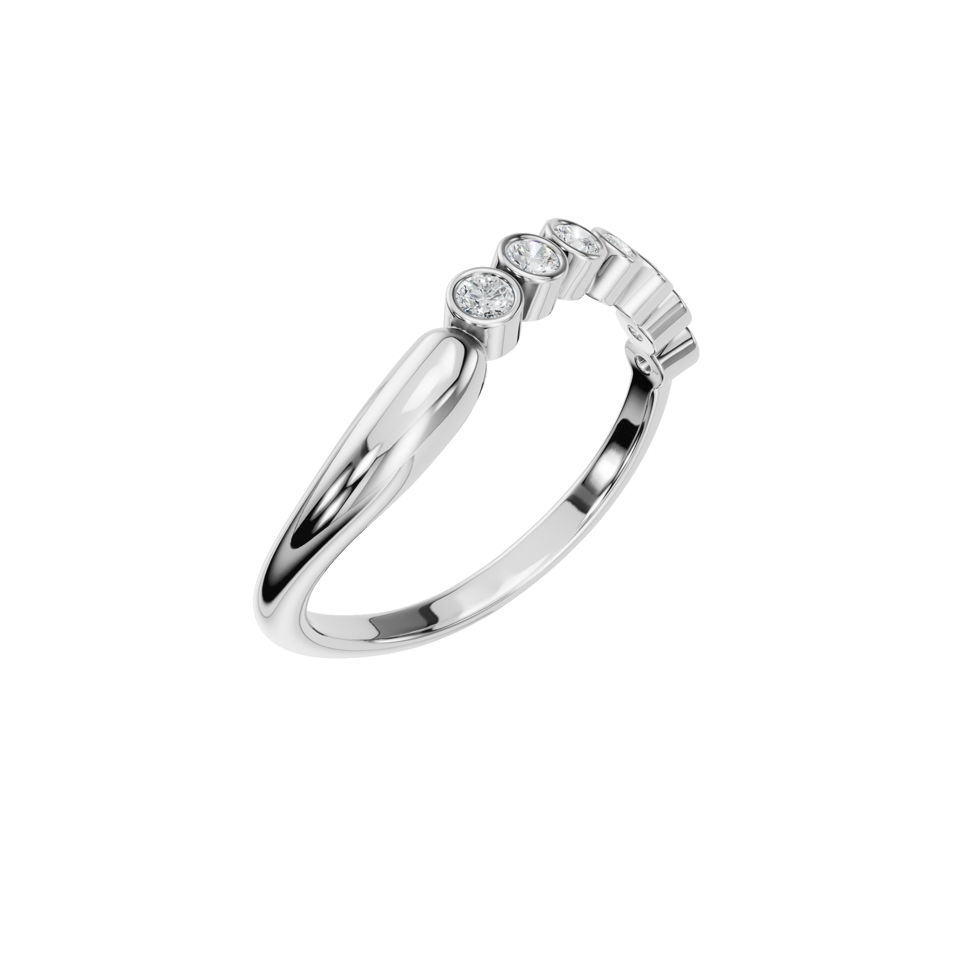 Round Diamond Bezel Set Ring in Gold | Minimal Elegant Diamond Stackable Ring
