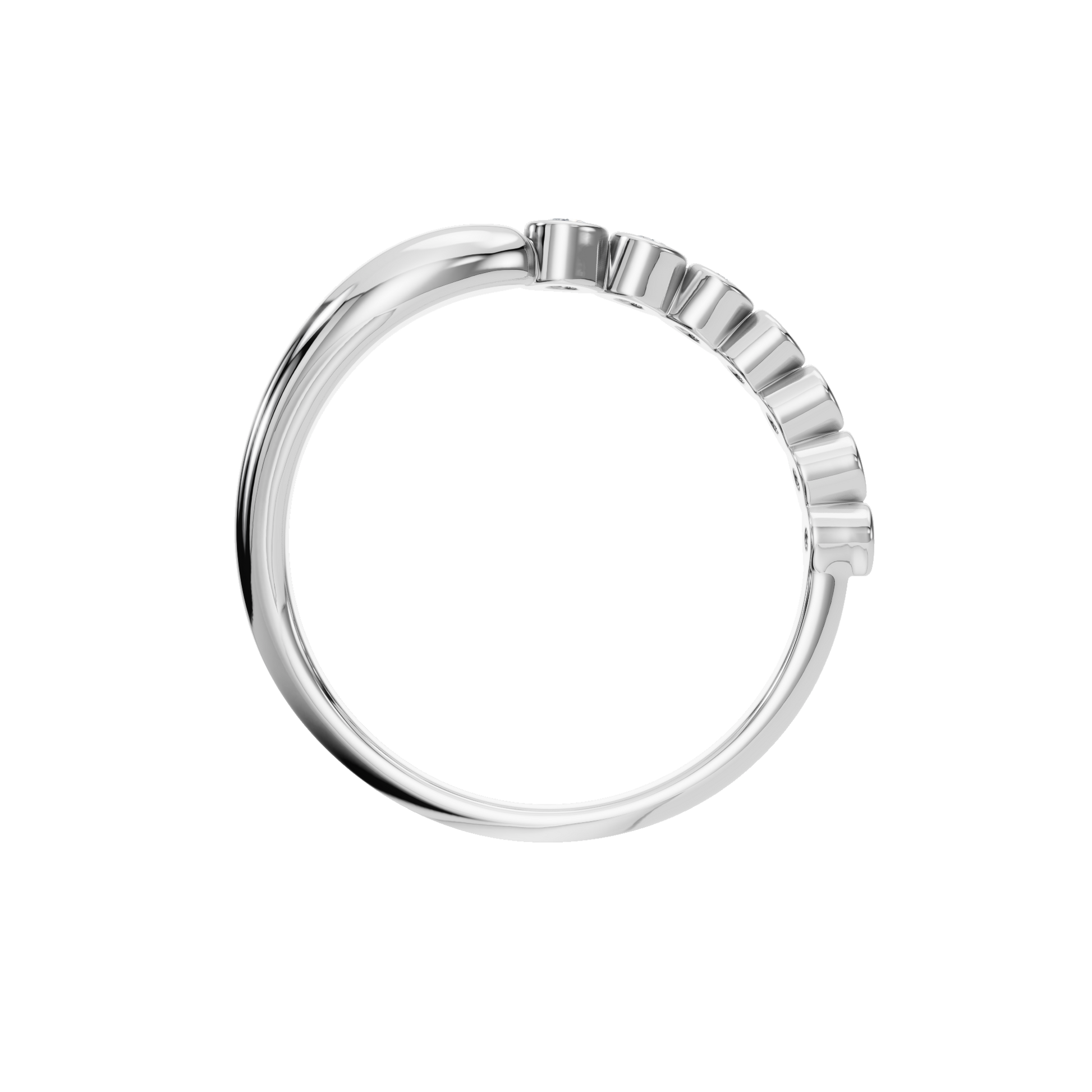 Round Diamond Bezel Set Ring in Gold | Minimal Elegant Diamond Stackable Ring