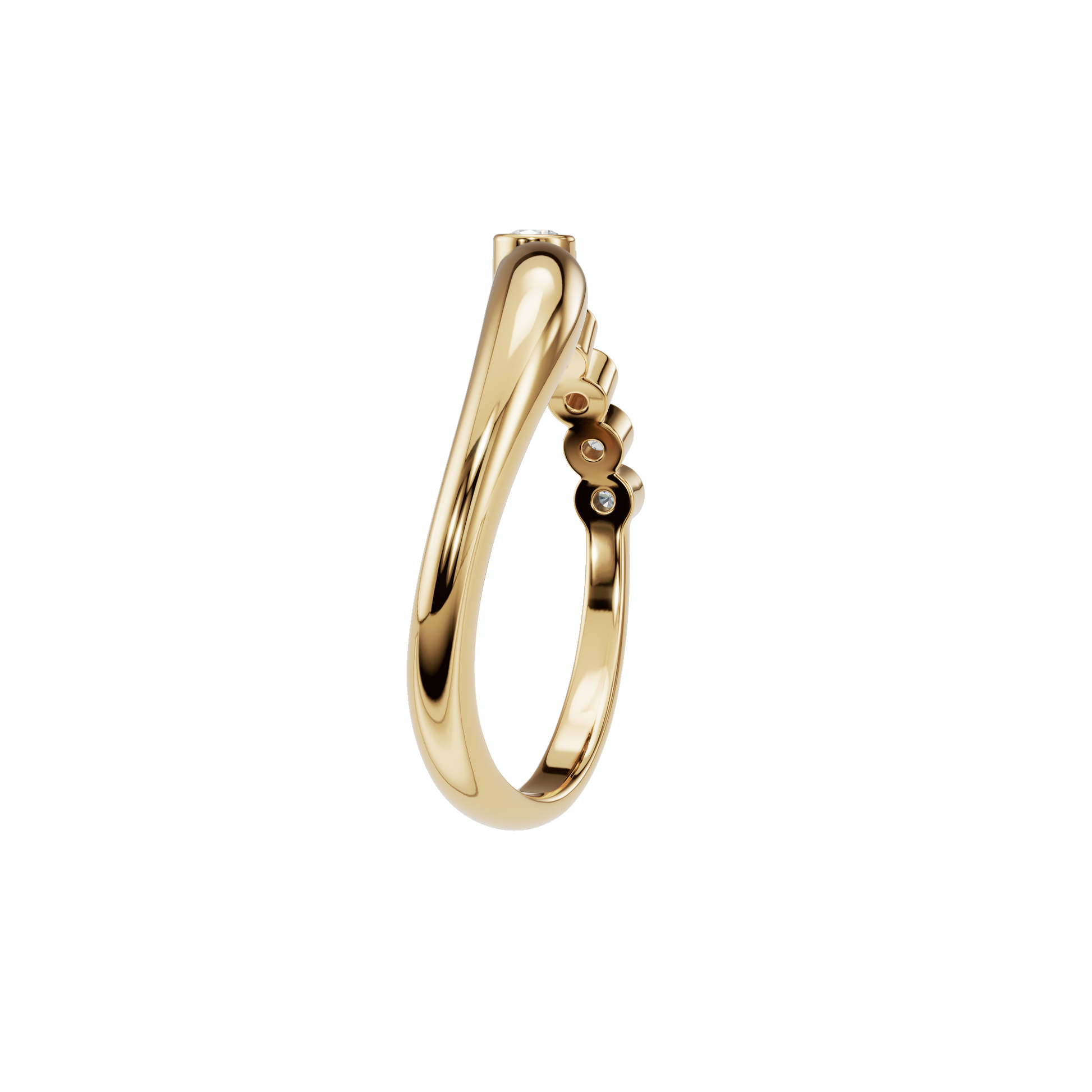 Round Diamond Bezel Set Ring in Gold | Minimal Elegant Diamond Stackable Ring